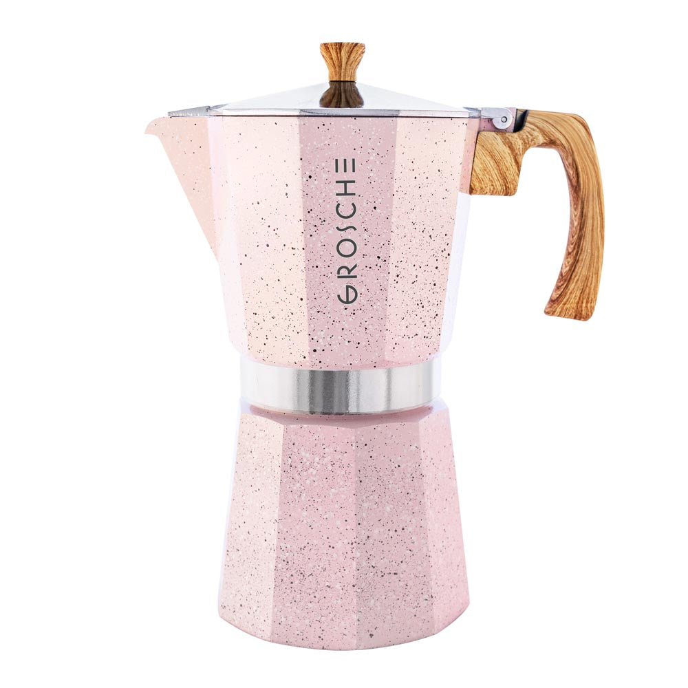 Grosche Milano Stone Stovetop Espresso Maker Blush Pink