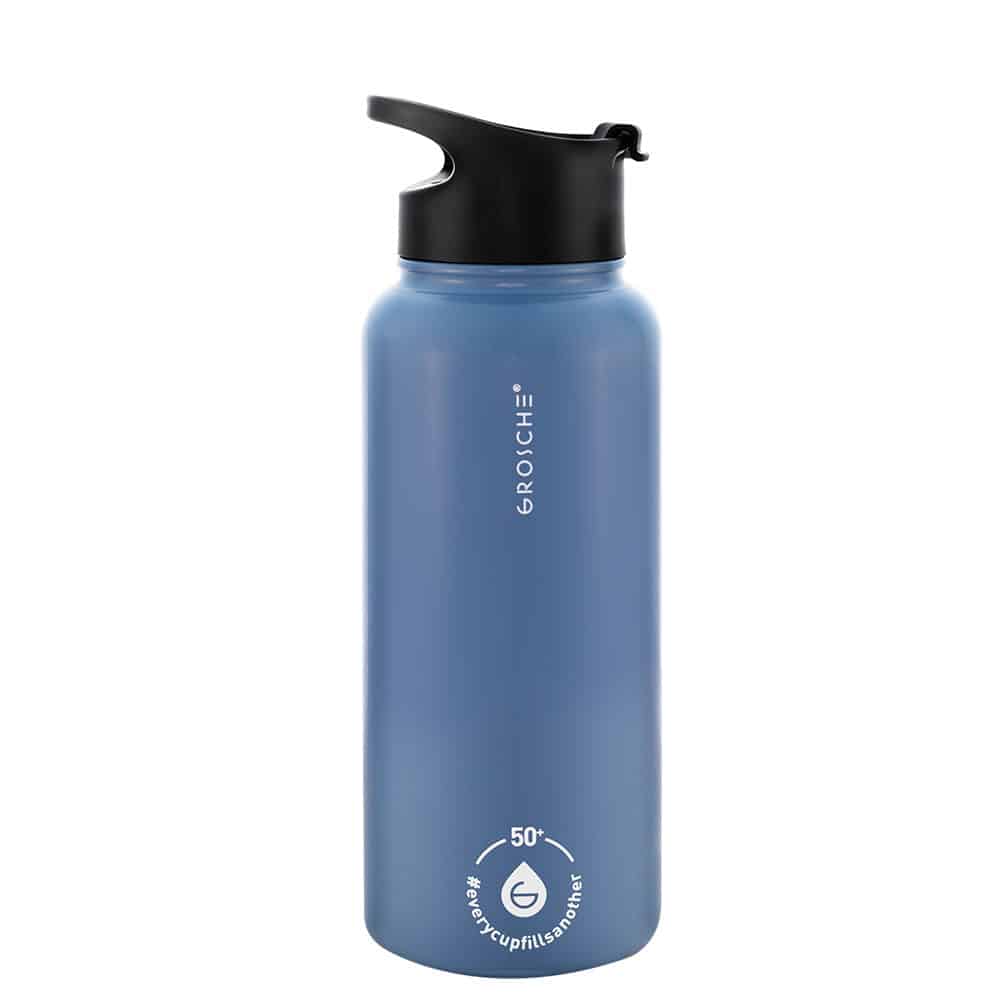 CHICAGO STEEL Insulated Water Bottle, Tea Bottle with Snap Lid, blue