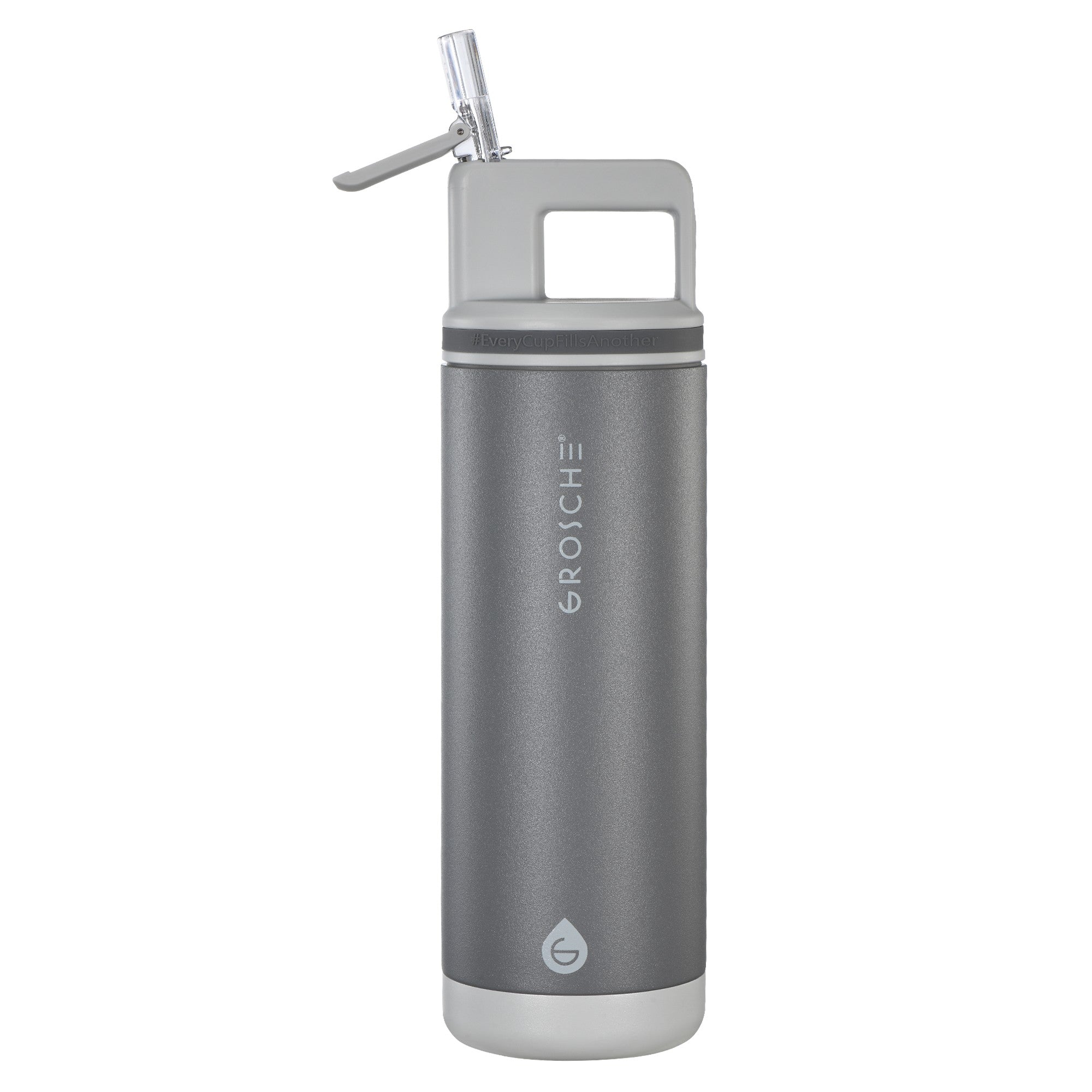 shop alpine insulated water bottle with straw,  steel grey color