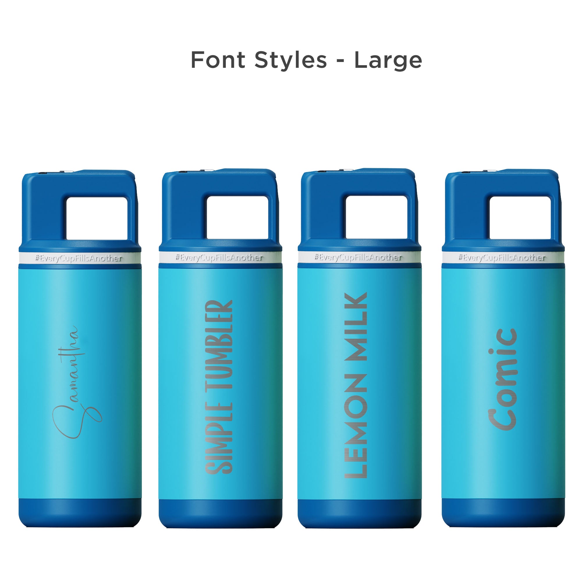 Alpine 16oz kids insulated water bottle, personalization font styles large