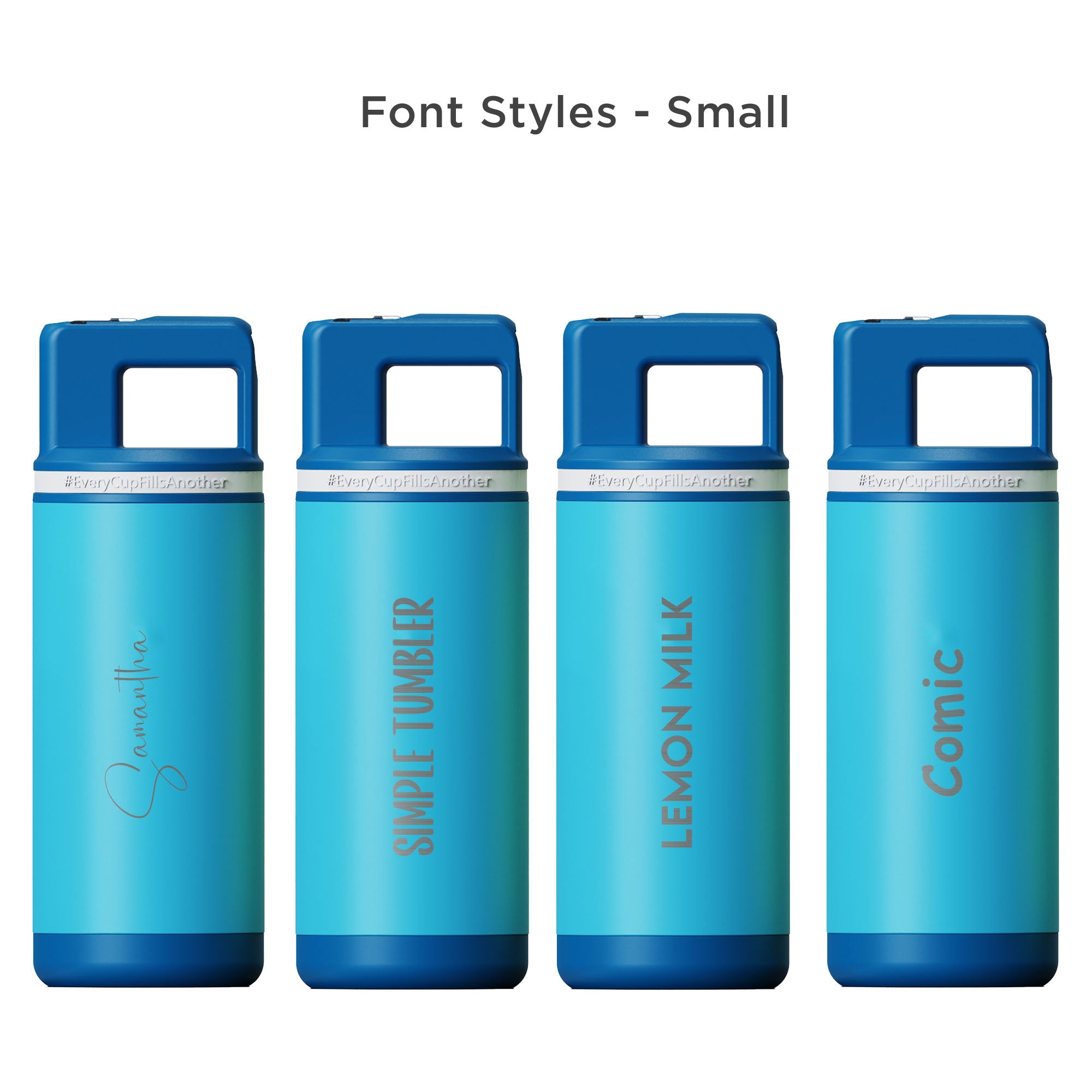 Alpine 16oz kids insulated water bottle, personalization font styles small