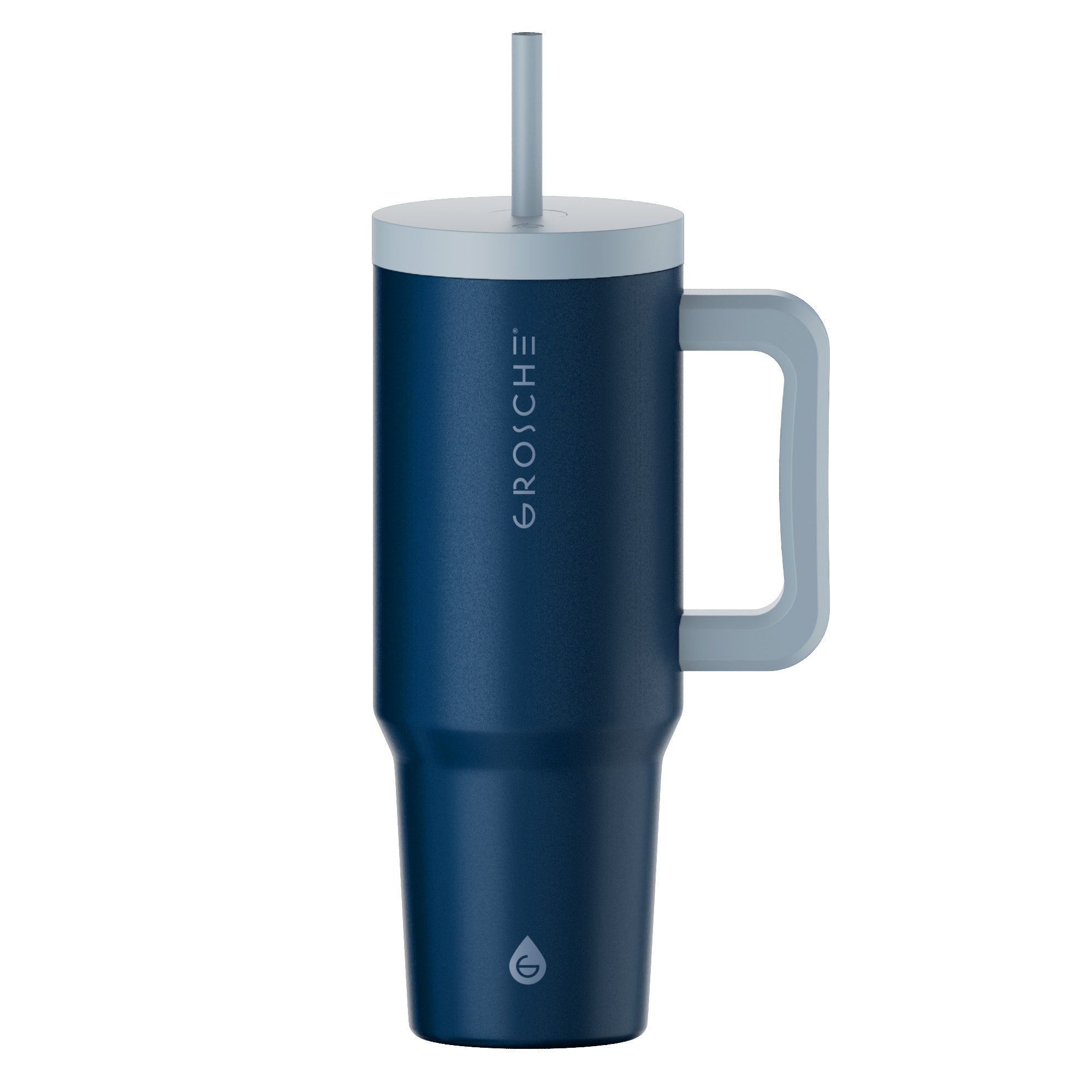 buy grosche aspen 40oz insulated tumbler with straw and handle, mountain blue color