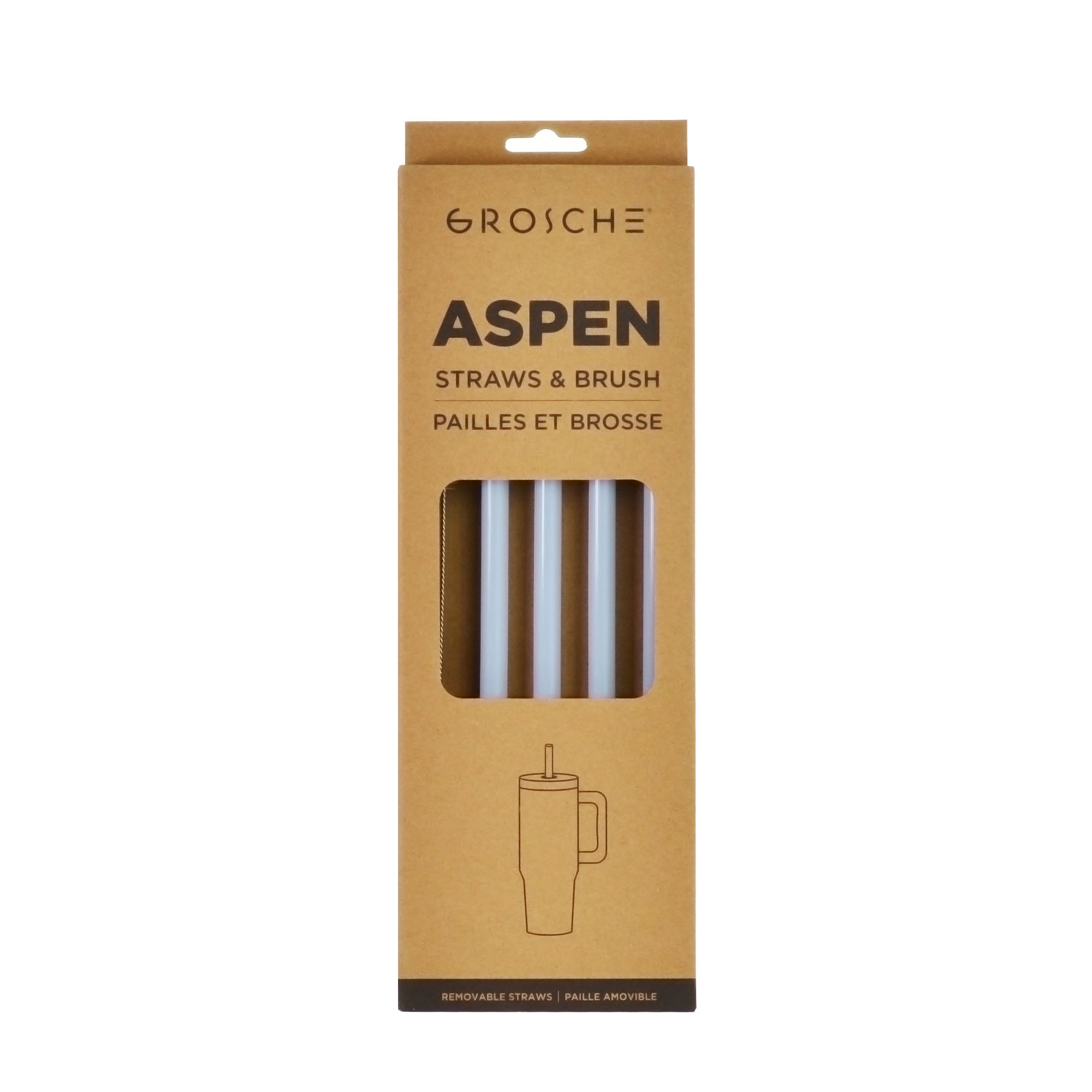 grosche aspen straws and brush, blue