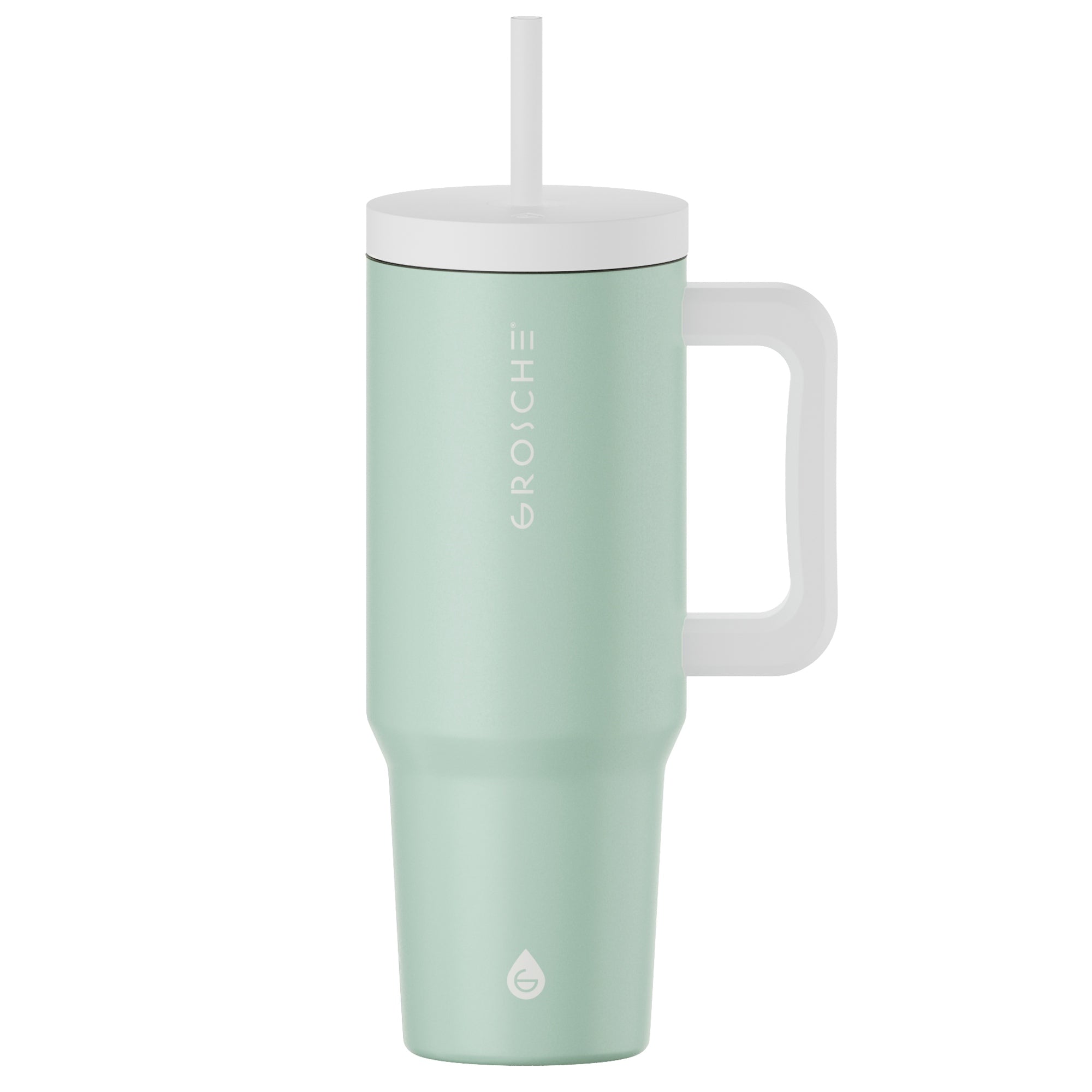 buy grosche aspen 40oz insulated tumbler with straw and handle, seafoam green color
