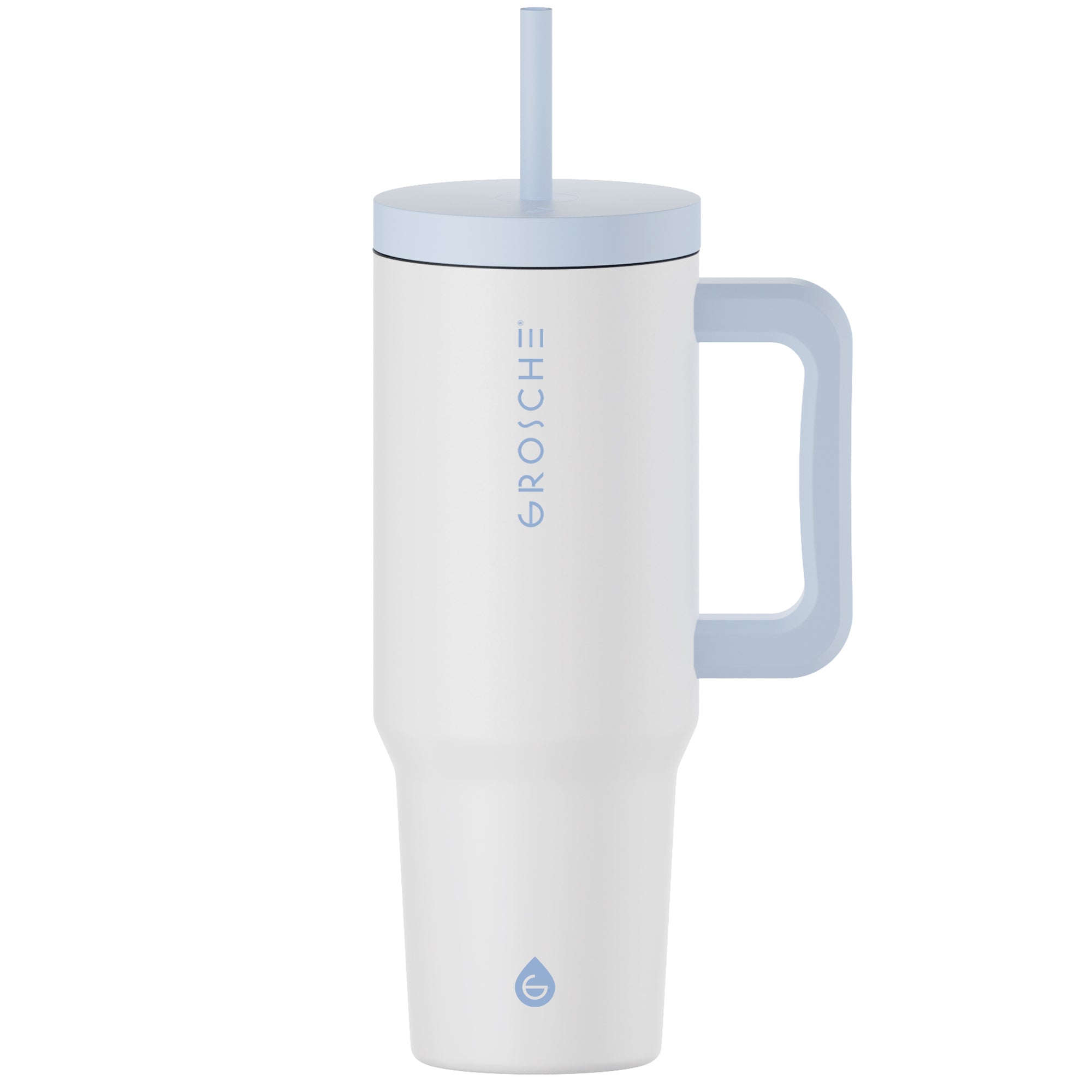 buy grosche aspen 40oz insulated tumbler with straw and handle, frost white color