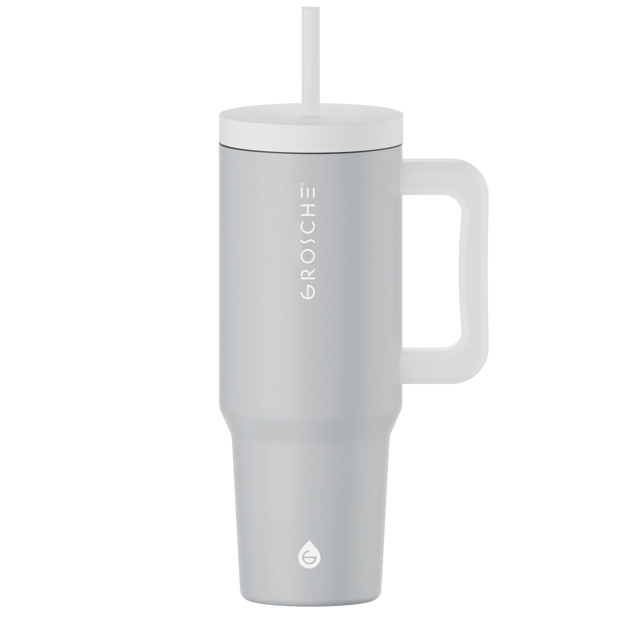 buy grosche aspen 40oz insulated tumbler with straw and handle, lunar grey color