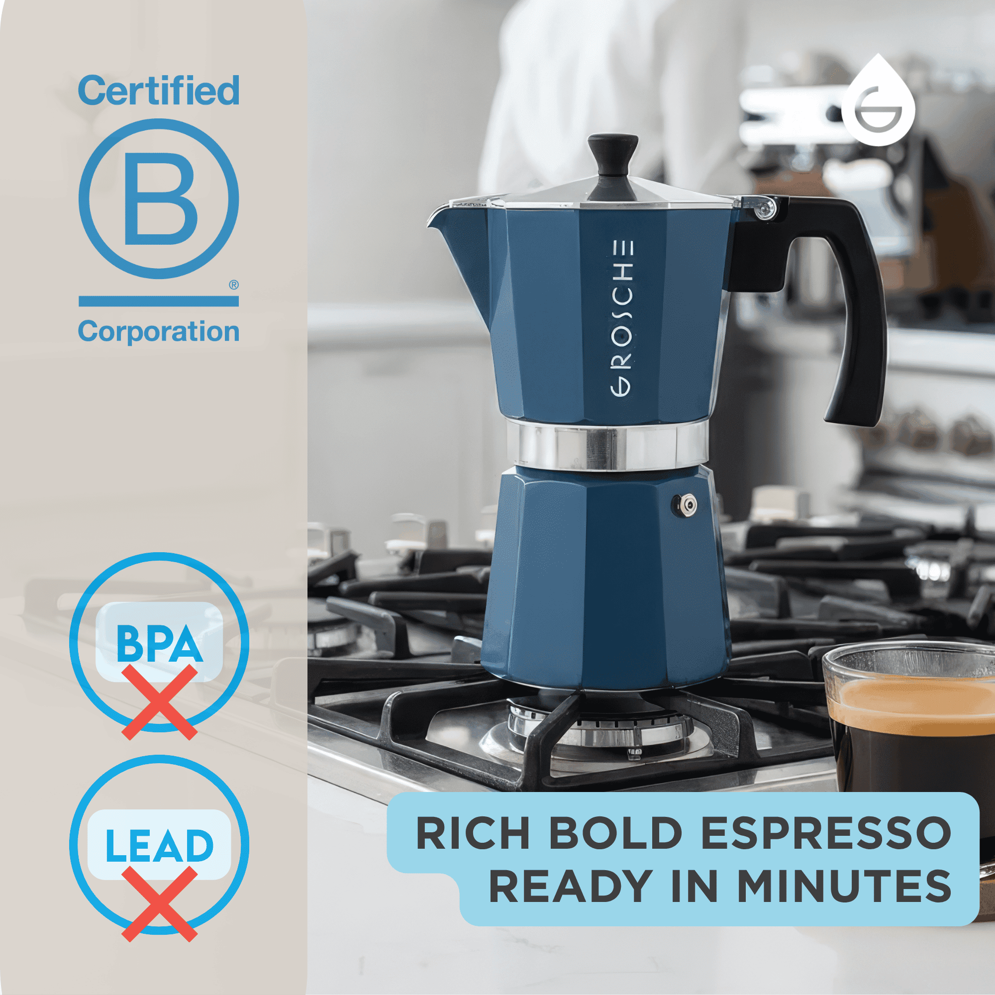 MILANO Stovetop Espresso Maker, Moka Pot - 12 Cup - GROSCHE International Inc.