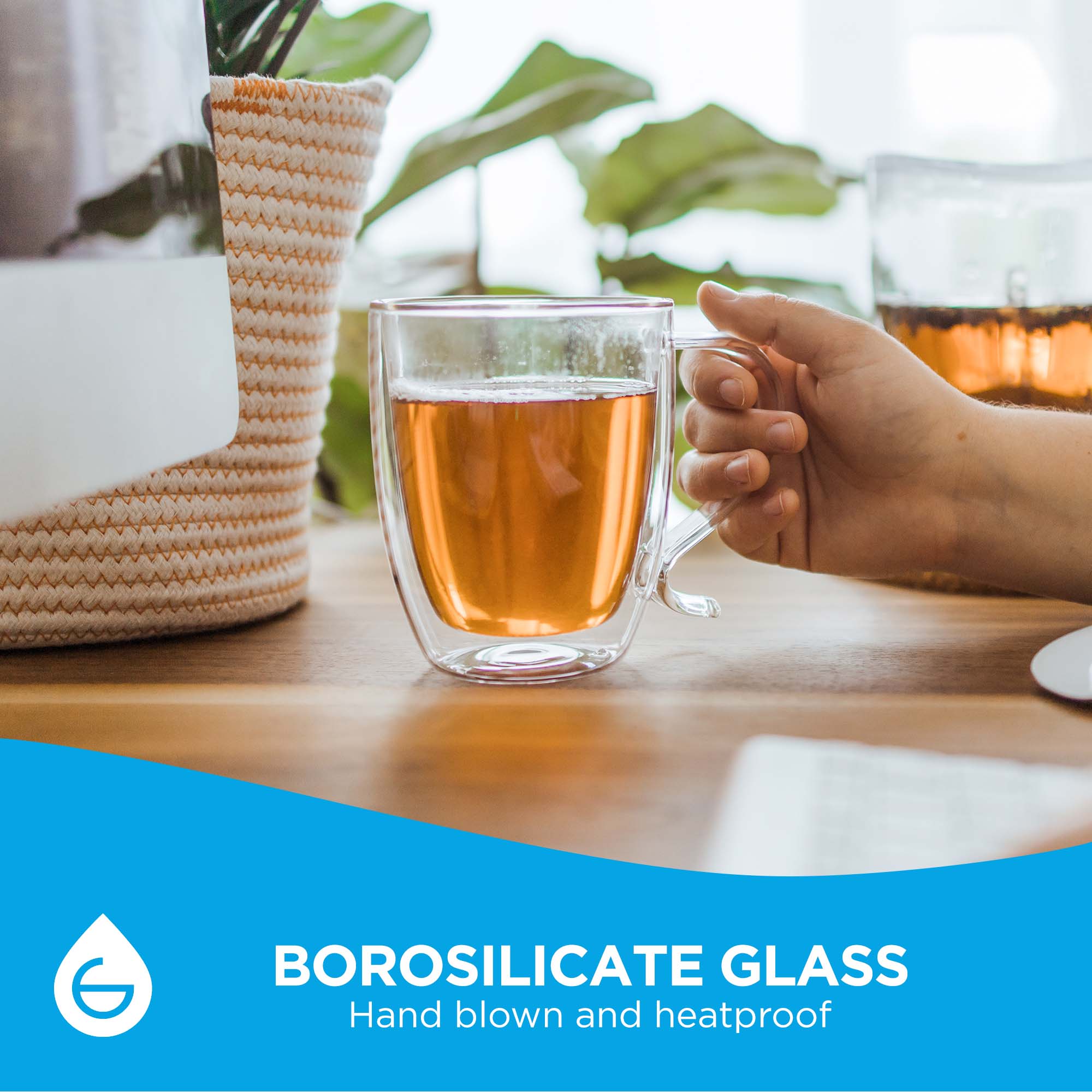 grosche double wall glass mug, hand blown