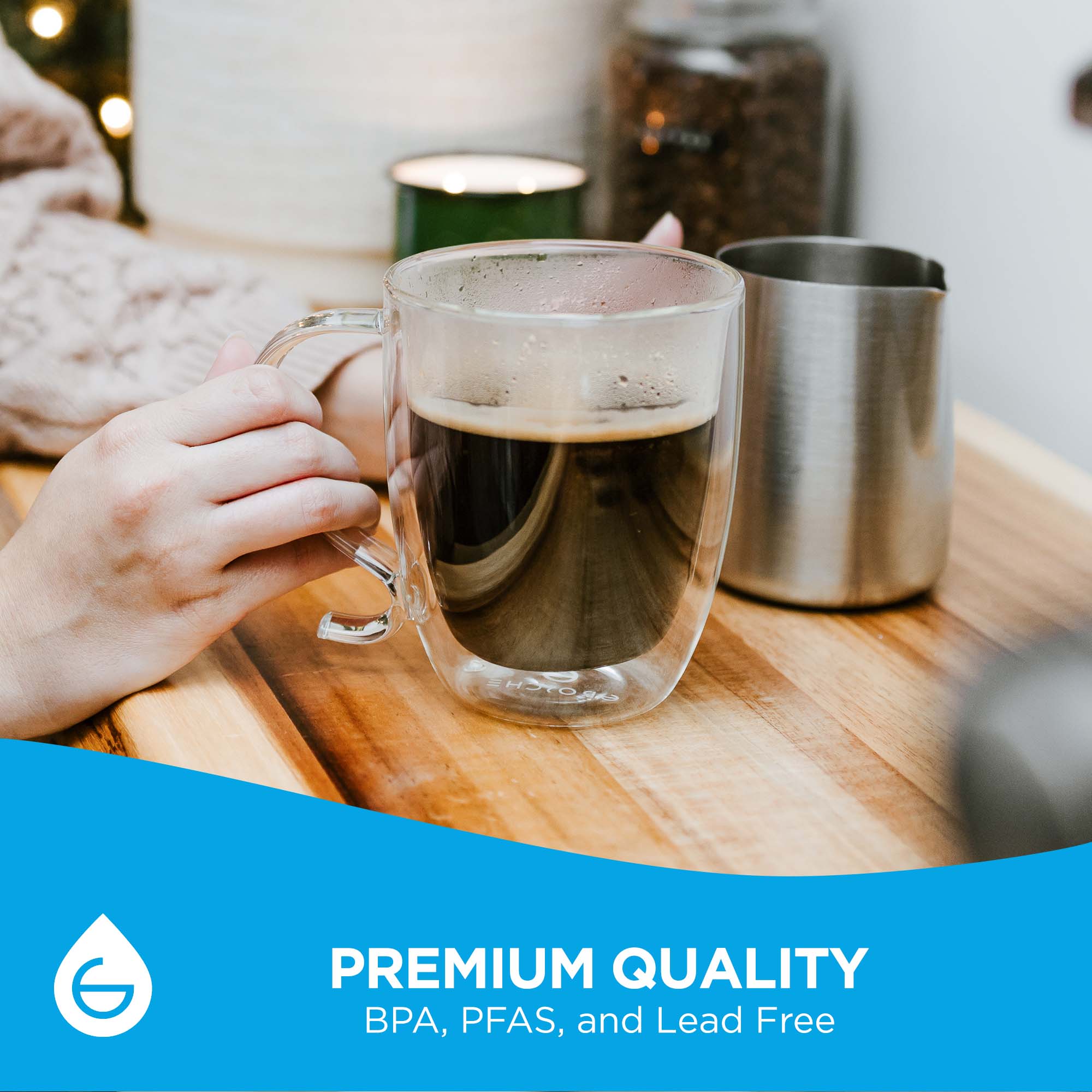 grosche double wall glass mug premium quality