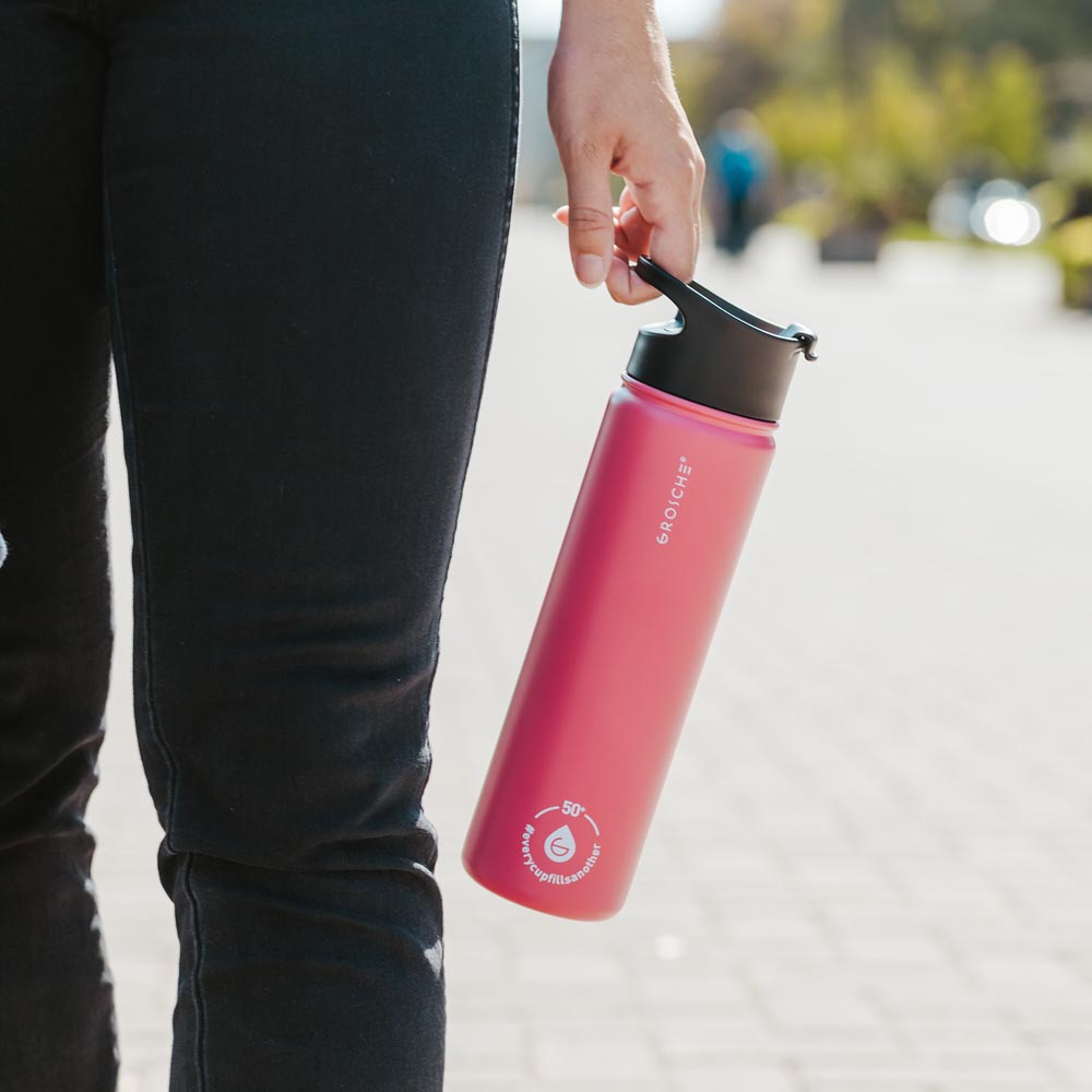 grosche chicago stainless steel water bottle with tea or fruit infuser