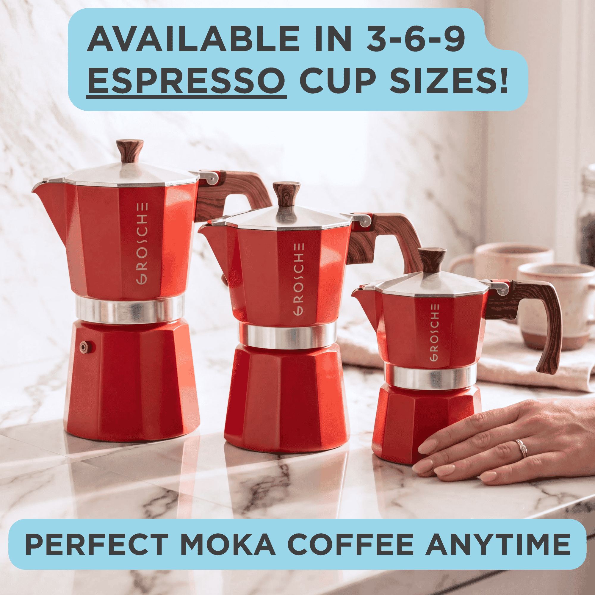 MILANO Stovetop Espresso Maker, Moka Pot - 12 Cup - GROSCHE International Inc.