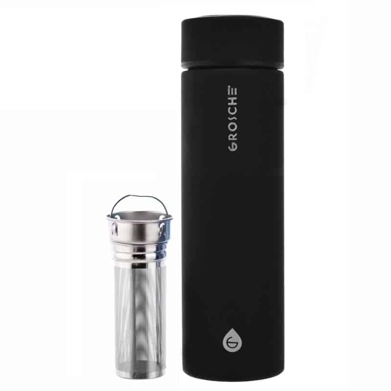grosche chicago insulated stainless steel water bottle, black reference