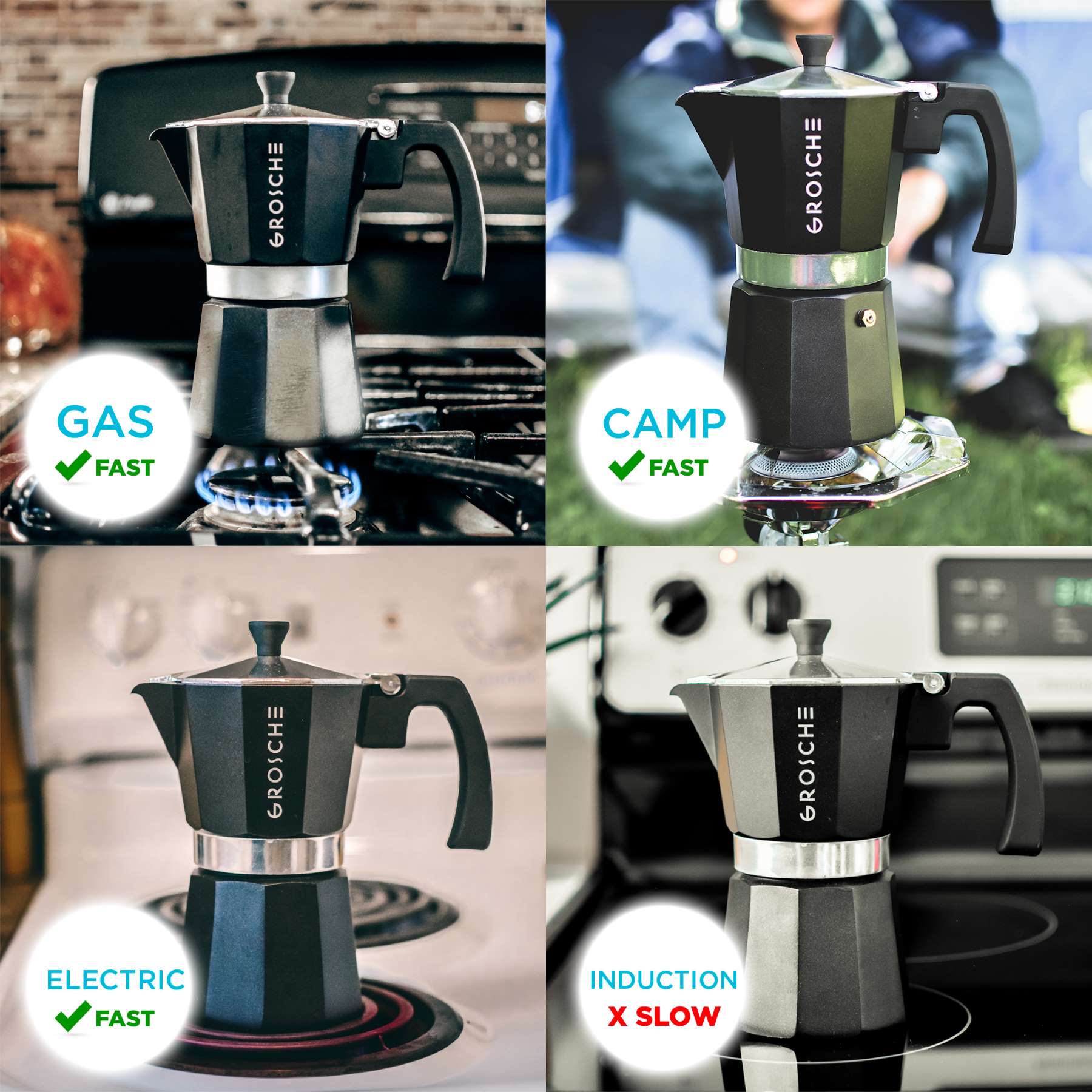 MILANO Stovetop Espresso Maker, Moka Pot - 12 Cup - GROSCHE International Inc.
