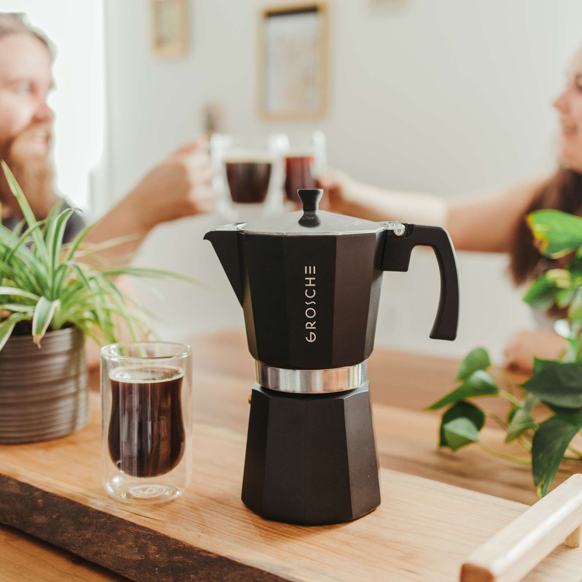GROSCHE MILANO Stovetop Espresso Maker, Moka Pot, 12 cup, black