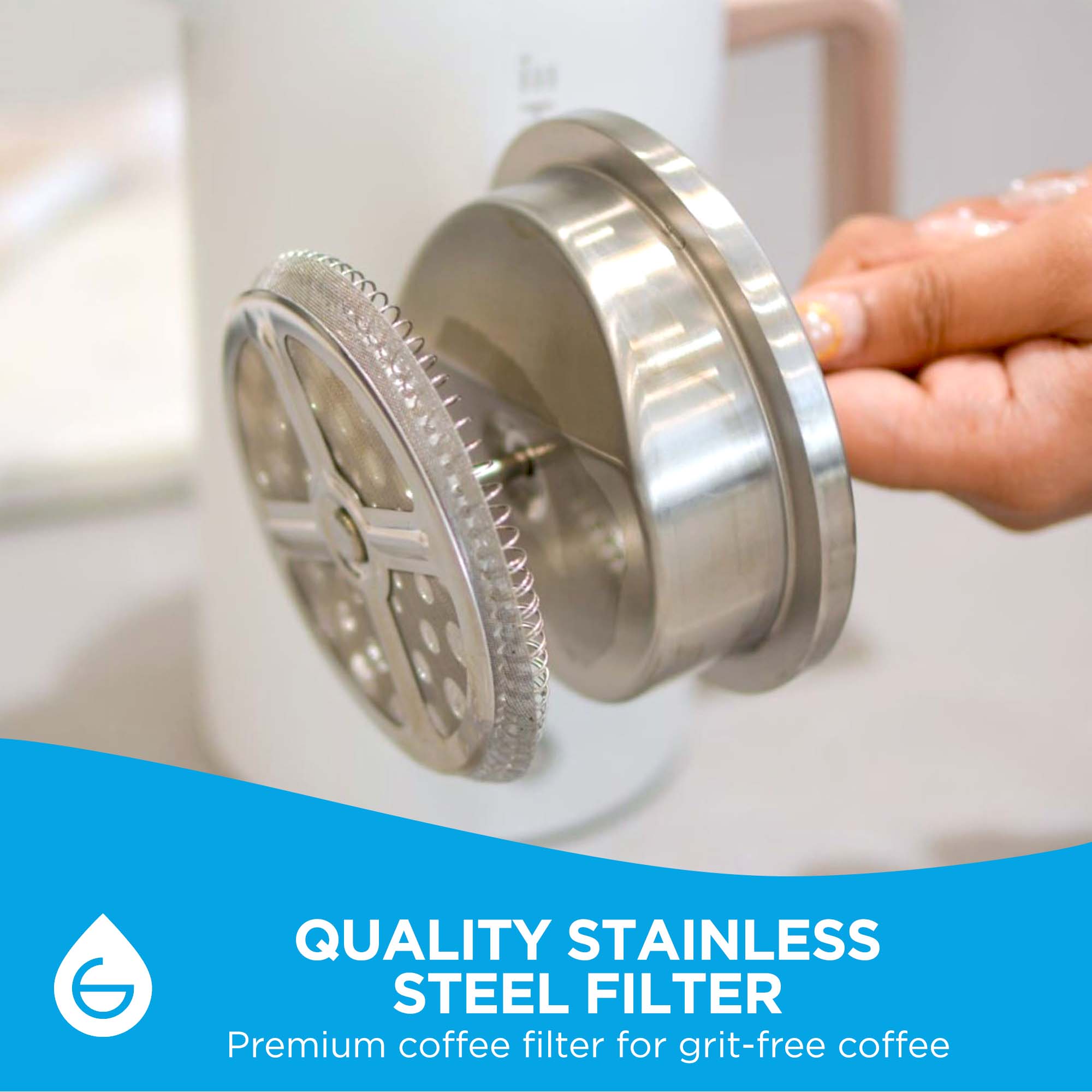 GROSCHE Dublin stainless steel French press fine mesh stainless steel filter for premium coffee