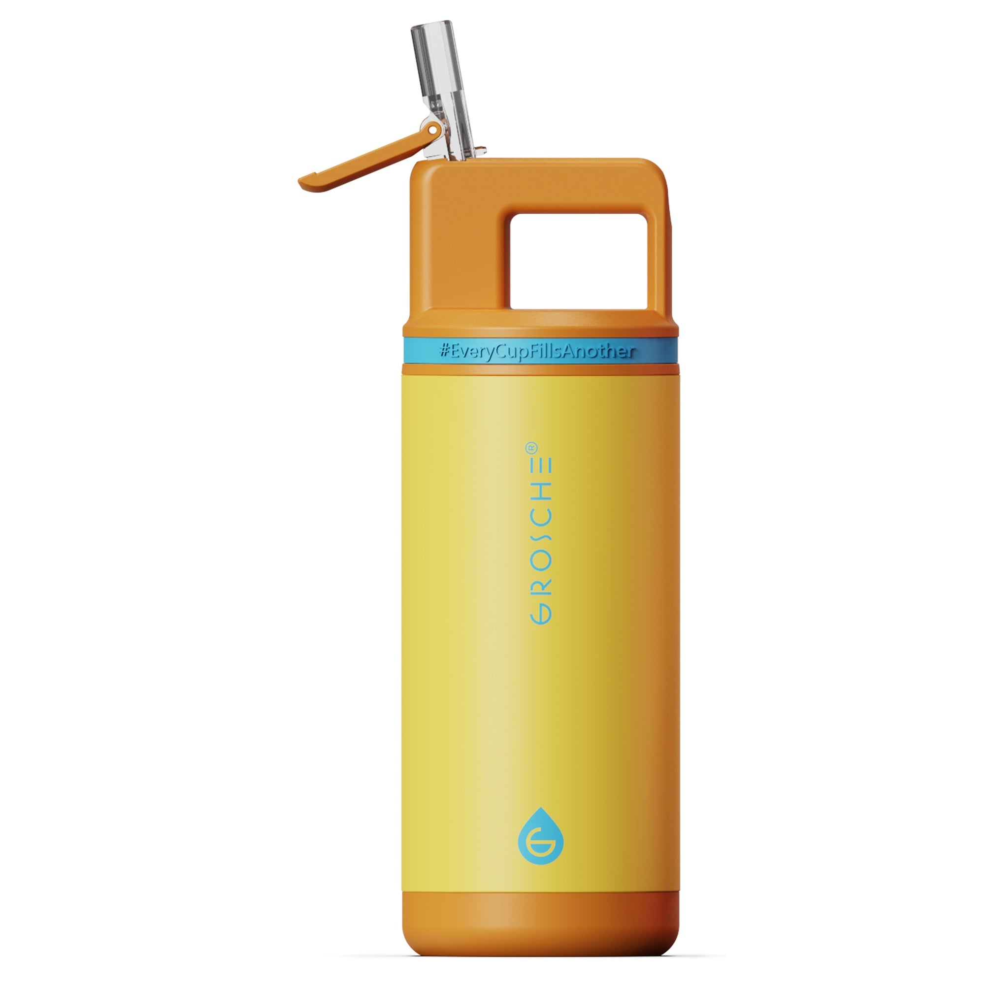 Alpine 16oz kids insulated water bottle, Flip 'N, yellow
