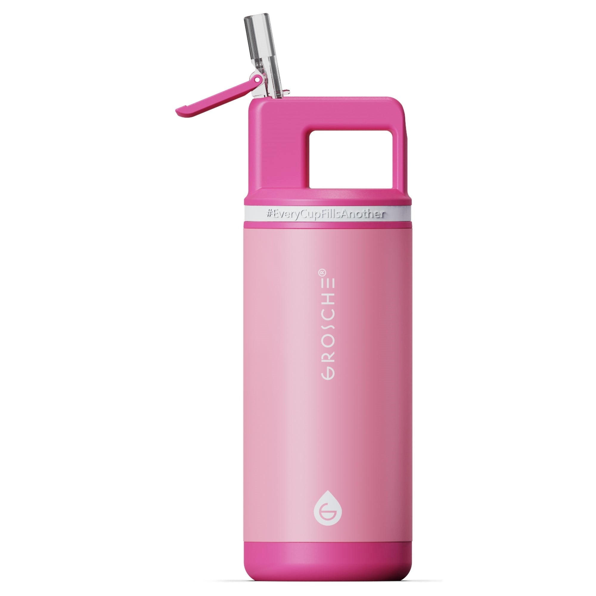 Alpine 16oz kids insulated water bottle, Flip 'N, pink