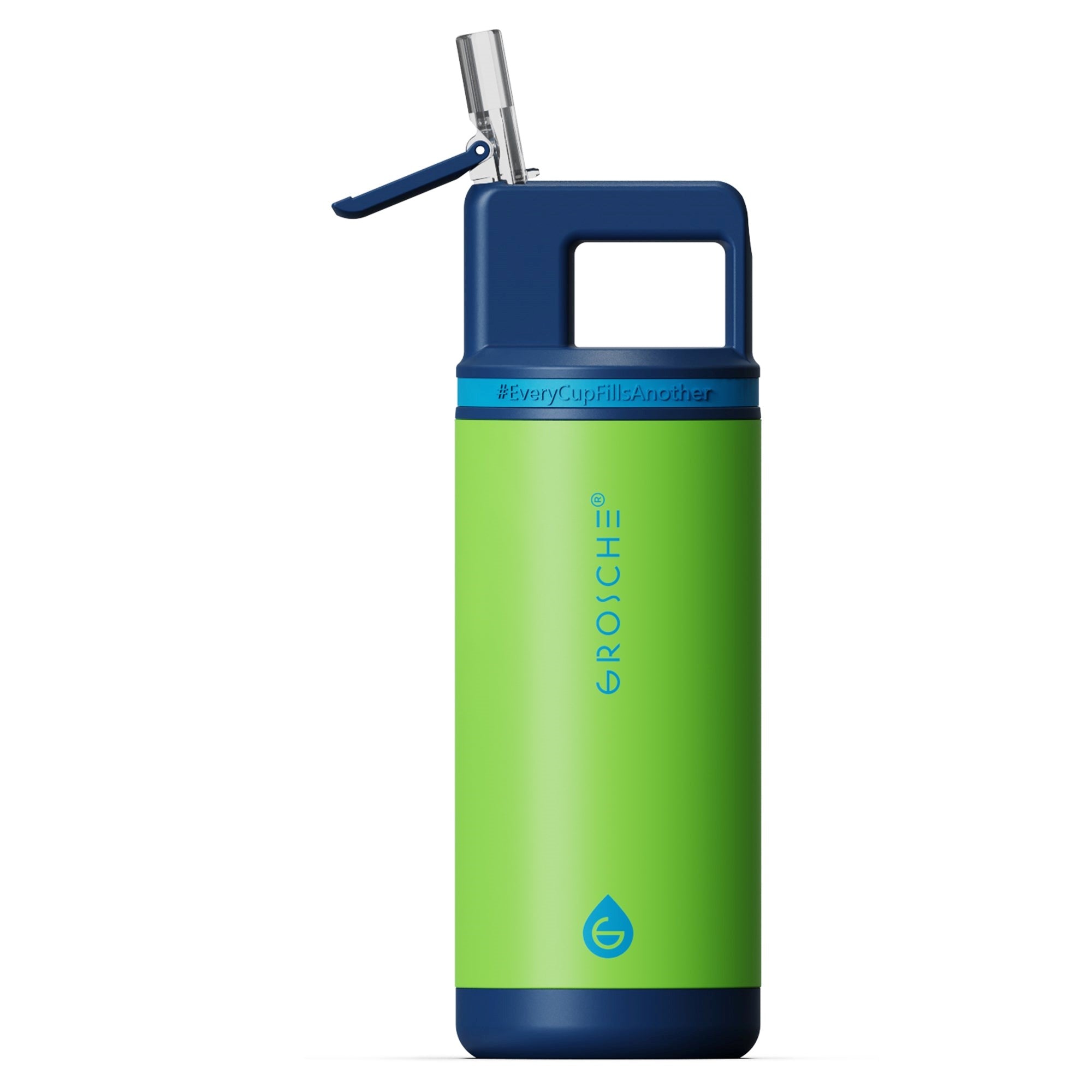 Alpine 16oz kids insulated water bottle, Flip 'N, dino green