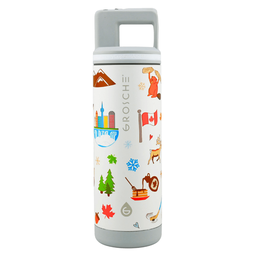 ALPINE Canadian Collection Flip 'N Sip Insulated Water Bottle With Straw, 20oz - GROSCHE International Inc.