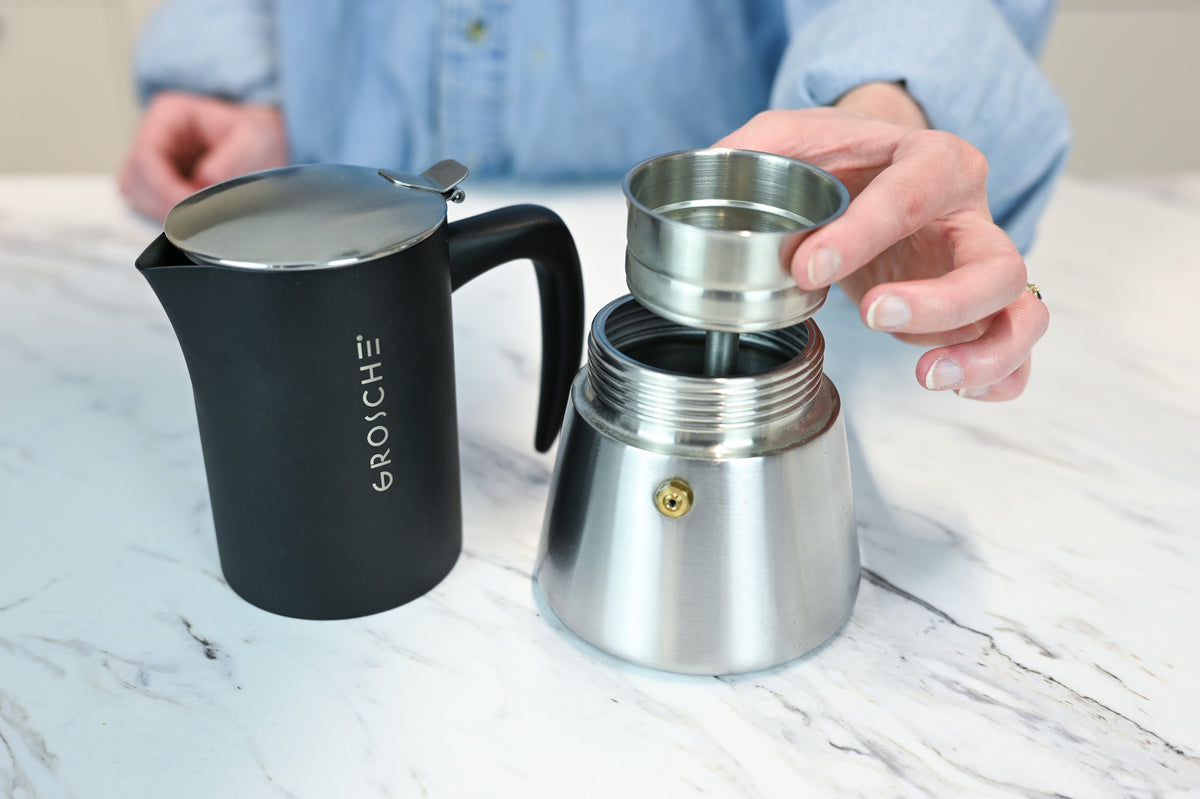 MILANO STEEL Stovetop Espresso Maker, Moka Pot - 6 Cup