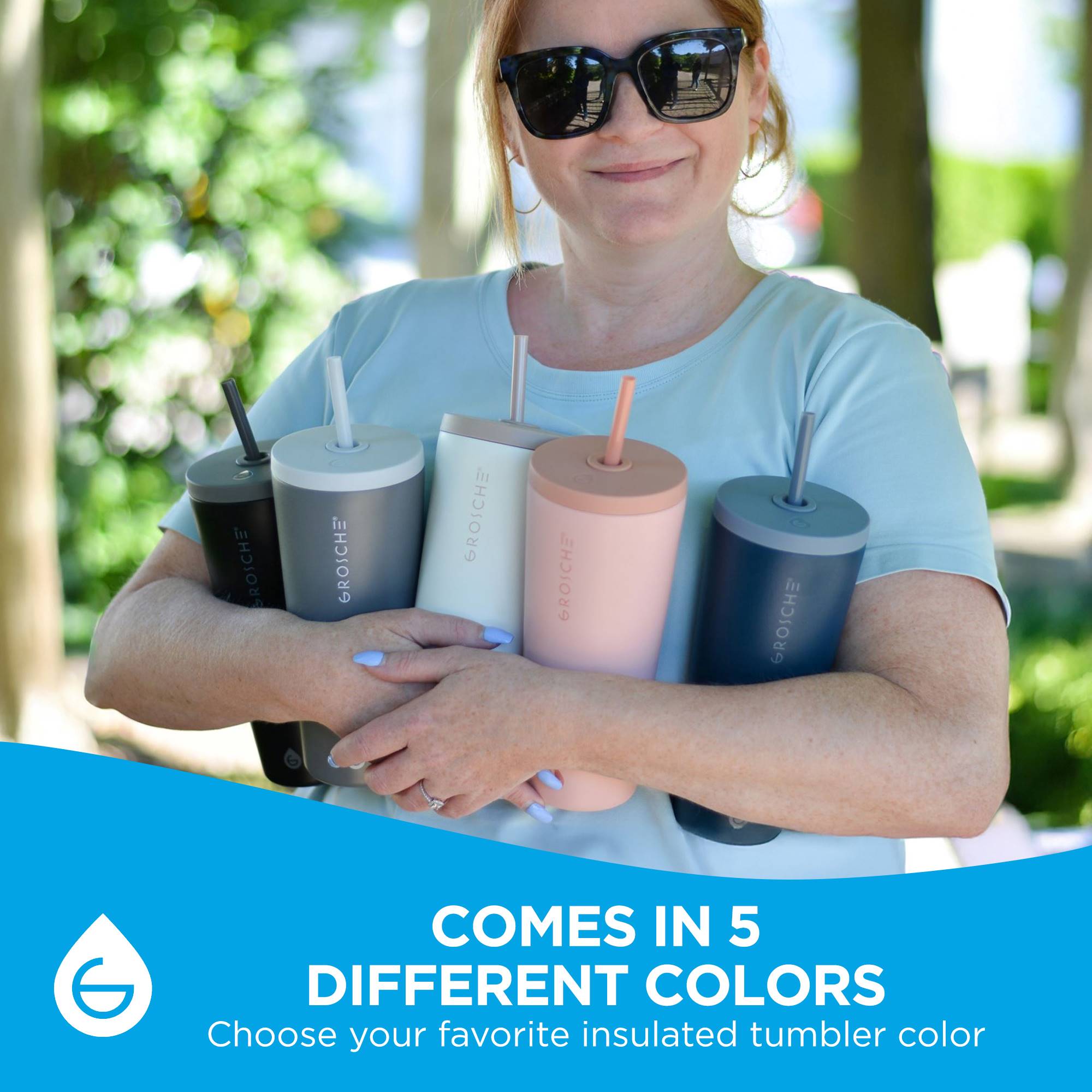 shop grosche jasper stainless steel tumbler with straw, 23oz, all colors