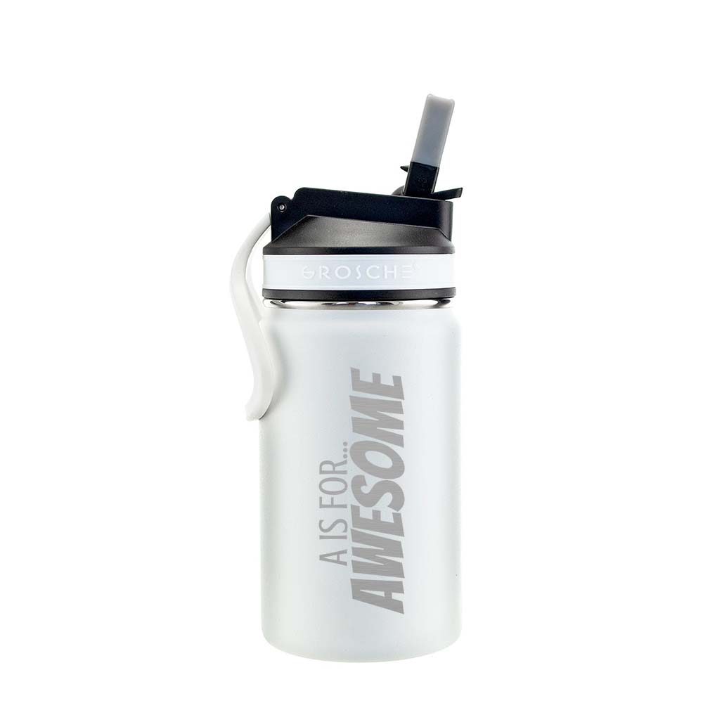kids stainless steel water bottle white