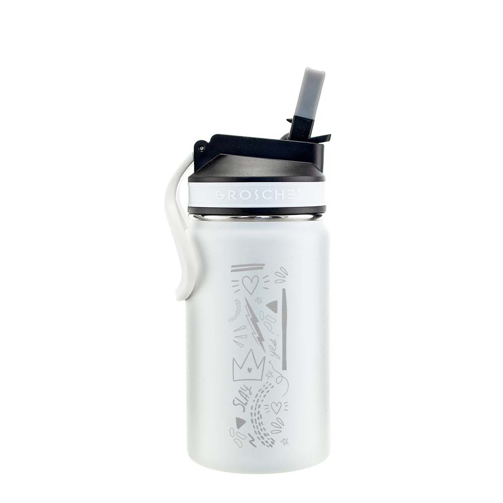 kids stainless steel water bottle white