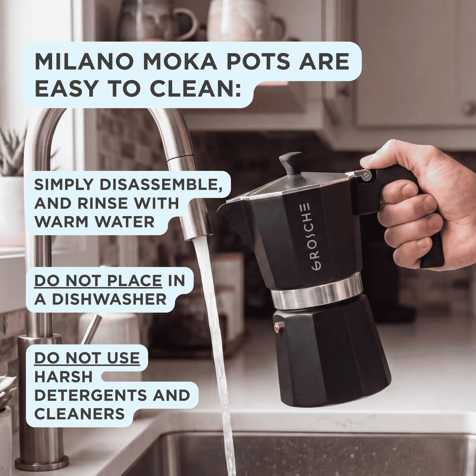 MILANO Stovetop Espresso Maker, Moka Pot - 12 Cup - GROSCHE International Inc.