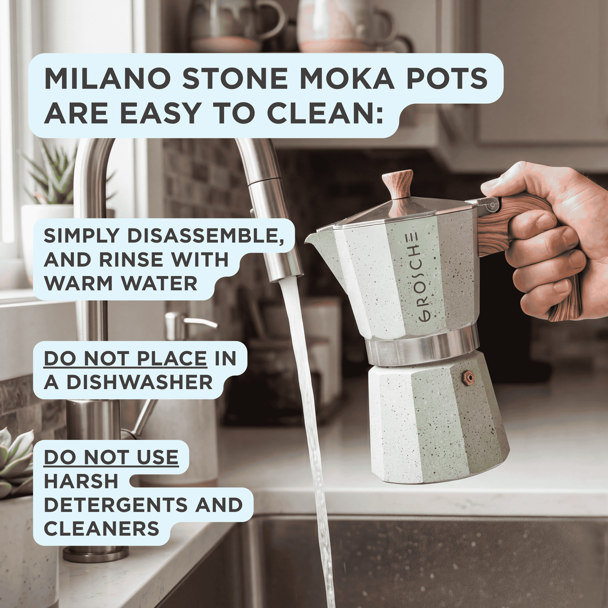 MILANO STONE Stovetop Espresso Maker, Moka Pot - 9 Cup - GROSCHE International Inc.
