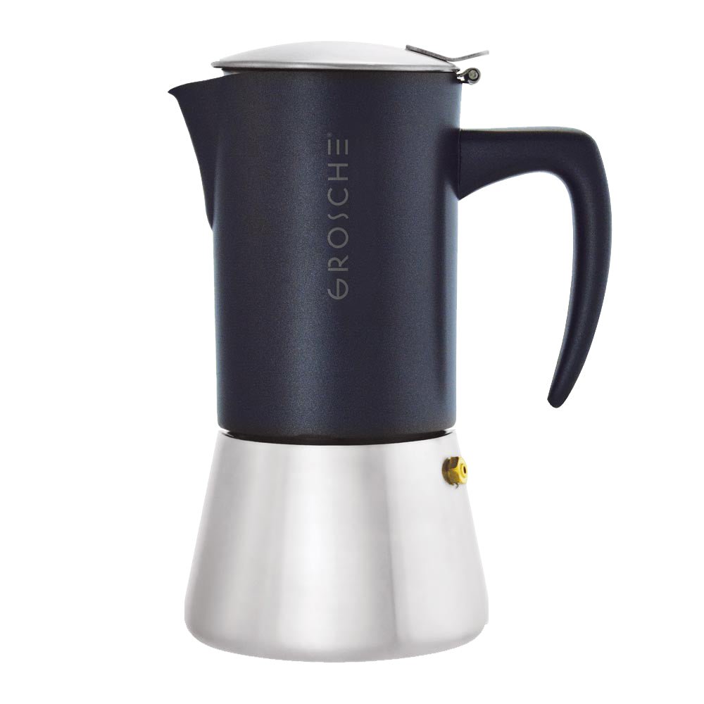 MILANO STEEL Stovetop Espresso Maker, Moka Pot - 10 Cup - GROSCHE International Inc.
