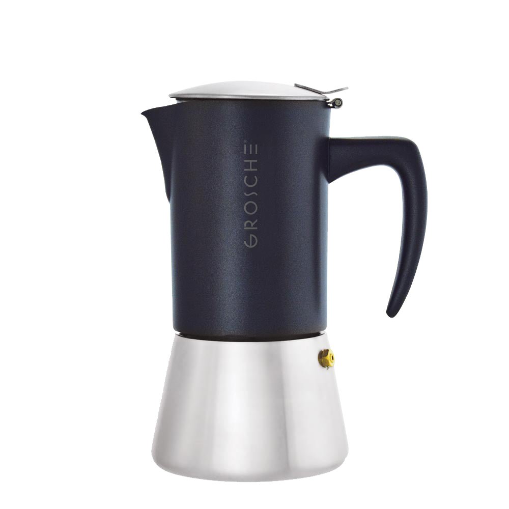 MILANO STEEL Stovetop Espresso Maker, Moka Pot - 6 Cup - GROSCHE International Inc.