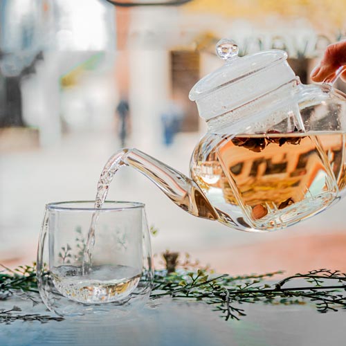 GROSCHE monaco teapot for loose leaf tea with glass infuser pouring tea double walled glass teacups