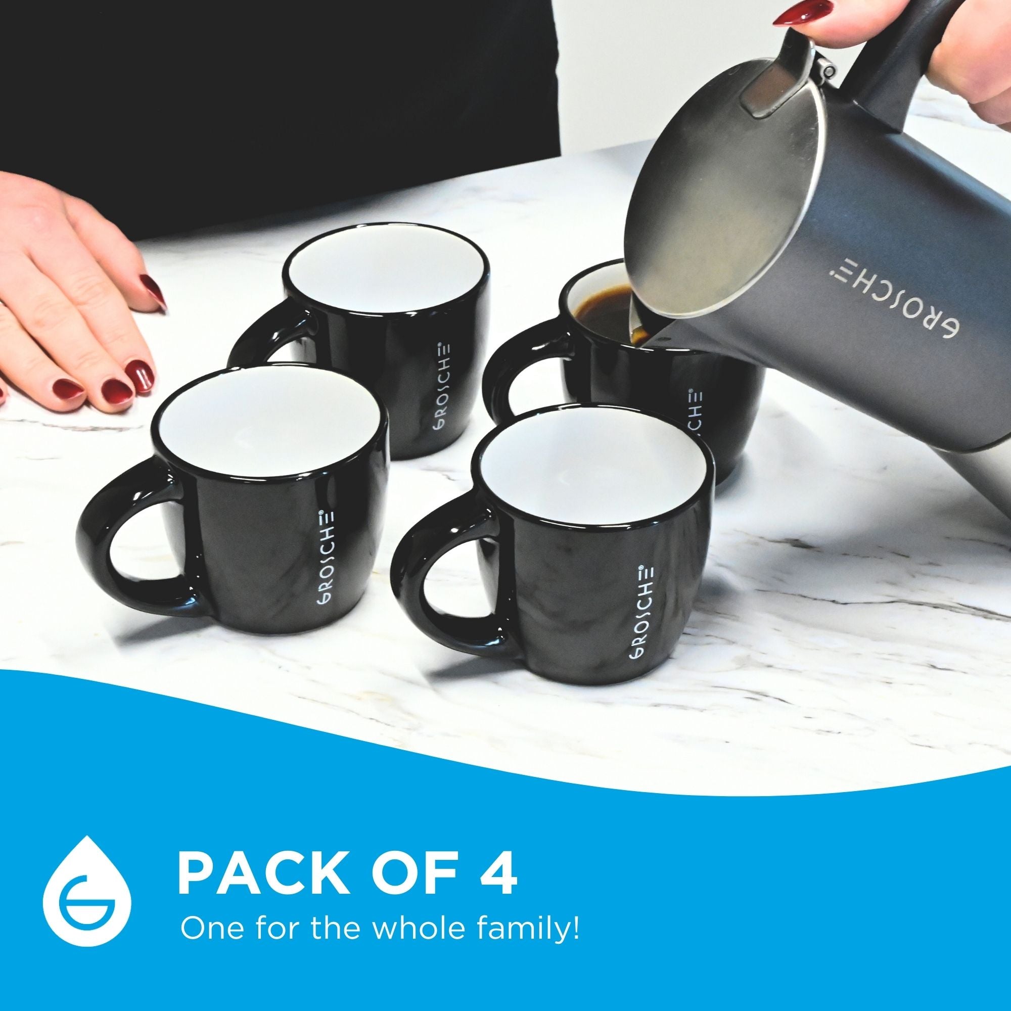 Buy Ceramic Espresso 4 Cups Black