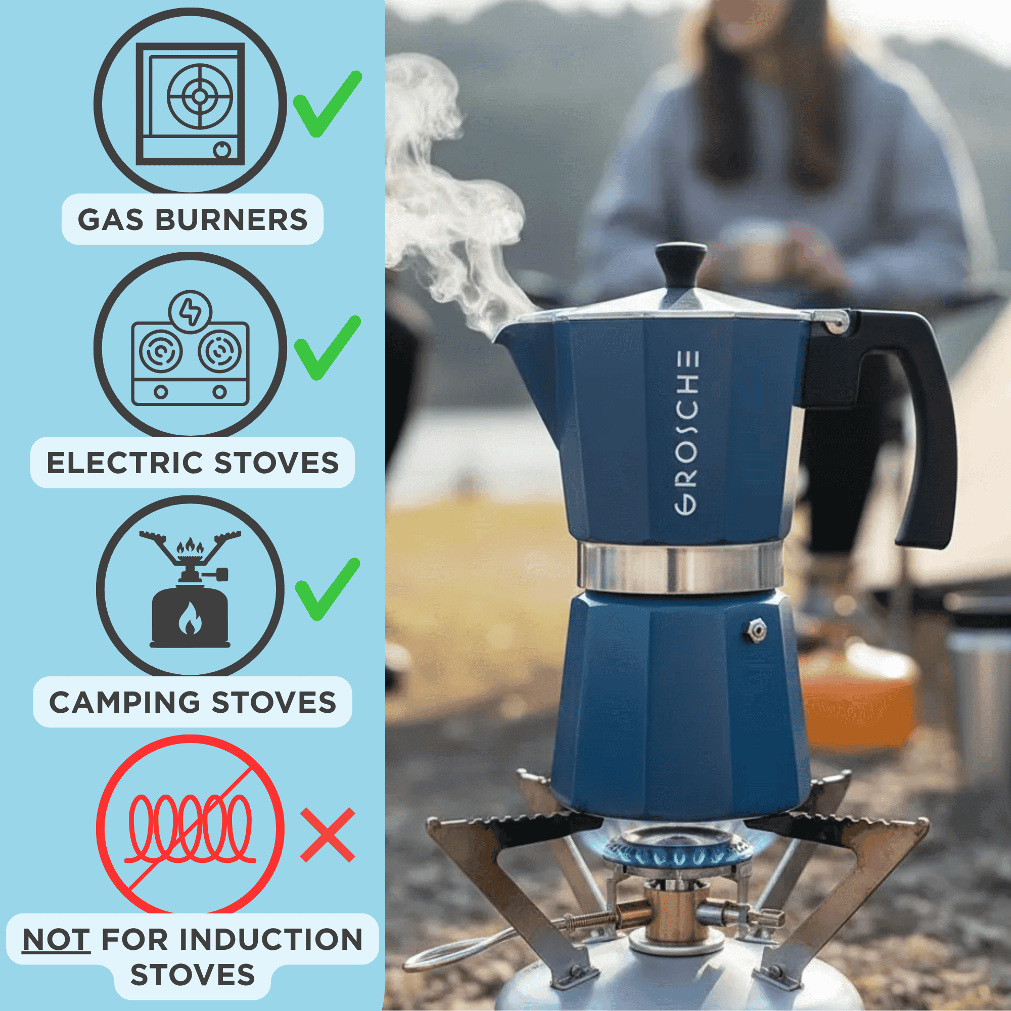 MILANO Stovetop Espresso Maker, Moka Pot - 12 Cup - GROSCHE International Inc.