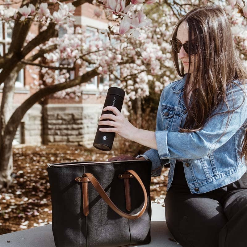 grosche chicago insulated stainless steel water bottle, black color