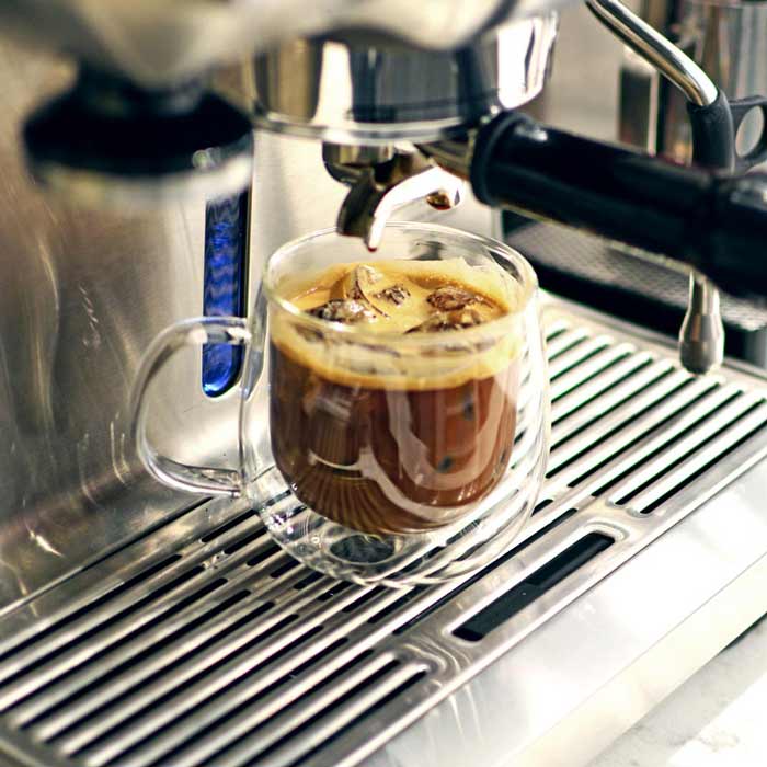 fresno with handle brewing espresso