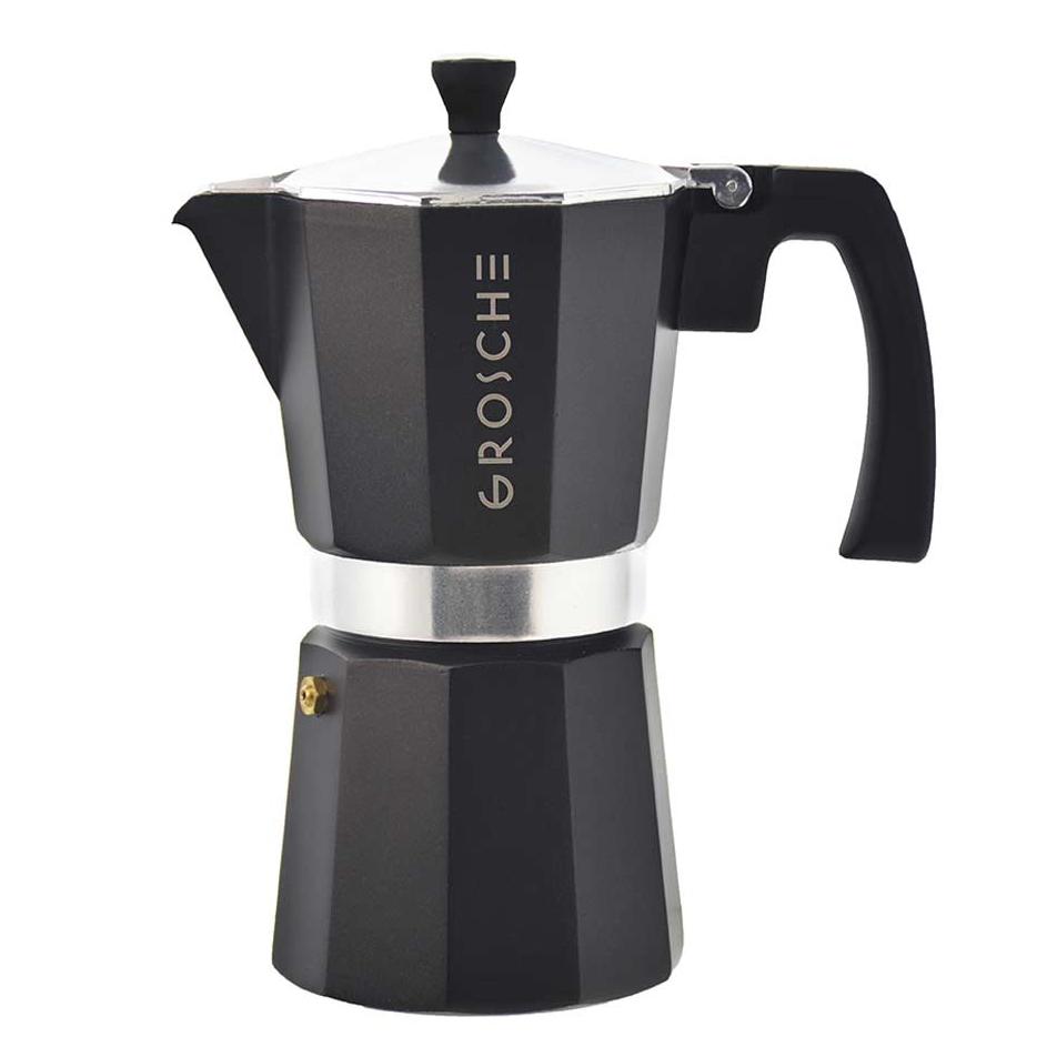 Shop GROSCHE MILANO Stovetop Espresso Maker, Moka Pot, Black