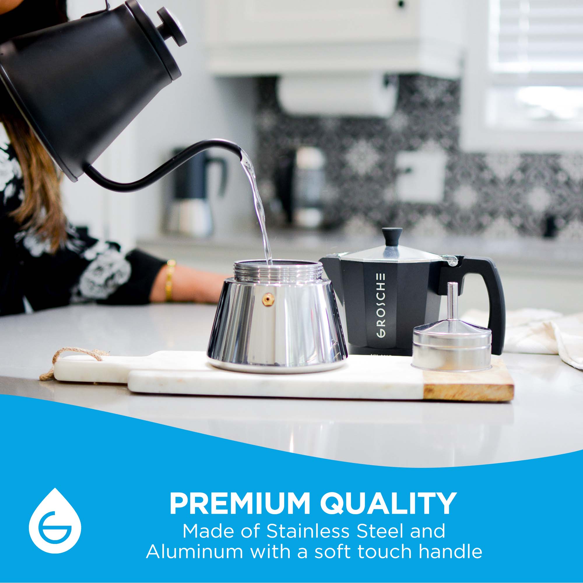 GROSCHE milano induction stovetop espresso maker, premium quality