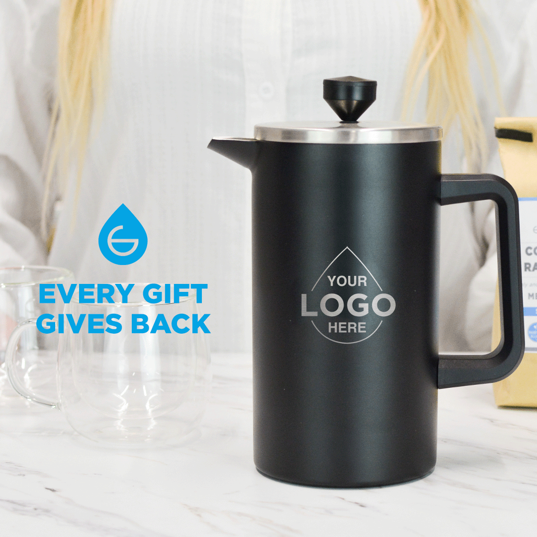 custom black french press