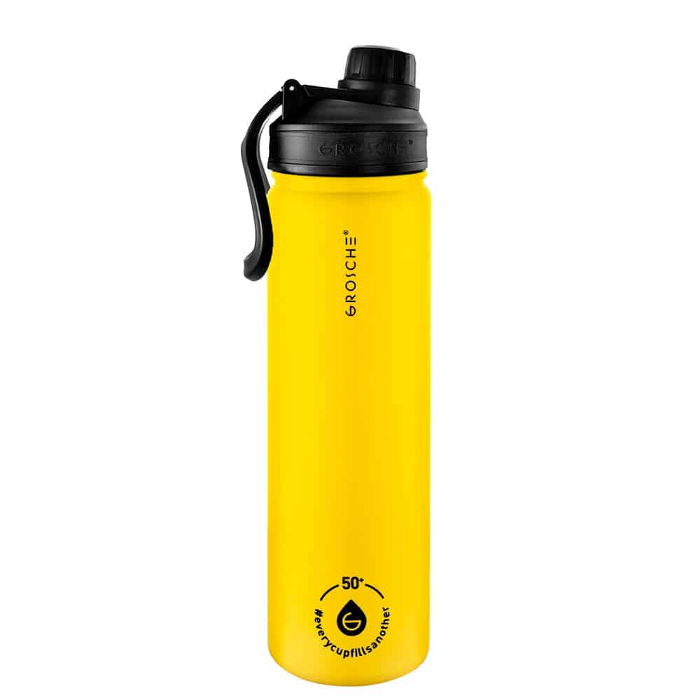 CHICAGO STEEL Insulated Water Bottle, Travel Flask, Tea Bottle with Chug Lid, 22oz