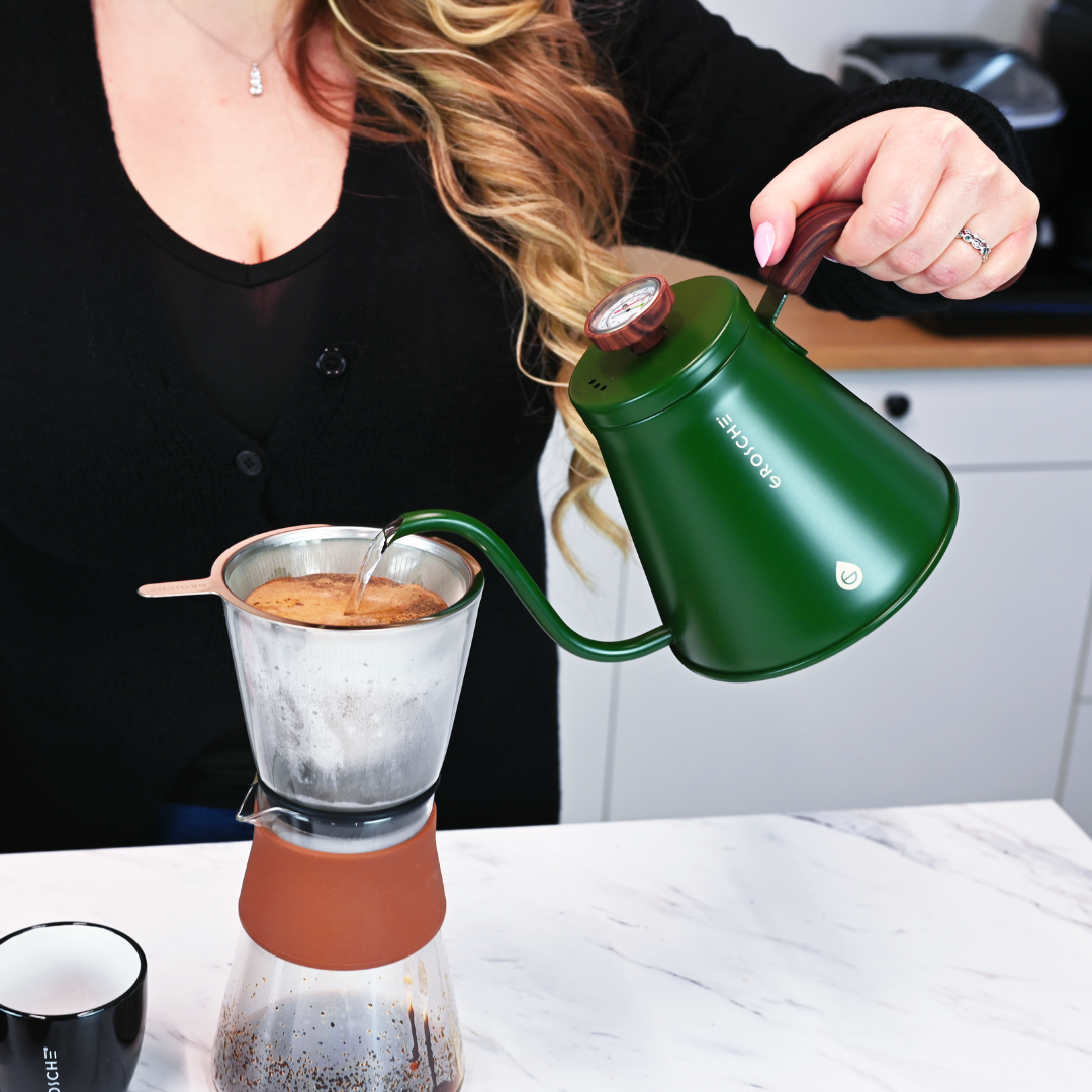MARRAKESH Gooseneck Pour Over Stovetop Kettle - 34 fl. oz / 1000mL, Black