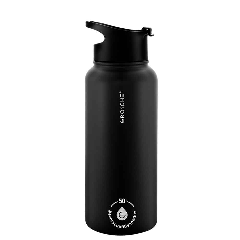 CHICAGO STEEL Insulated Water Bottle, Travel Flask, Tea Bottle with Snap Lid, 32oz