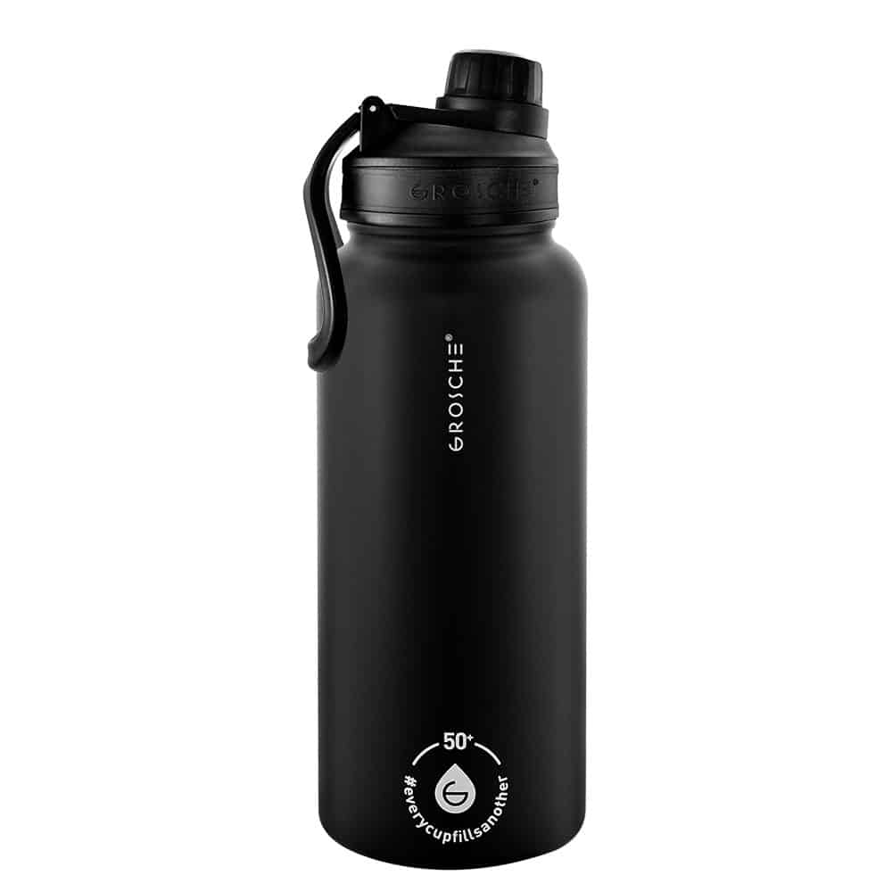 CHICAGO STEEL Insulated Water Bottle, Travel Flask, Tea Bottle with Chug Lid, 32oz