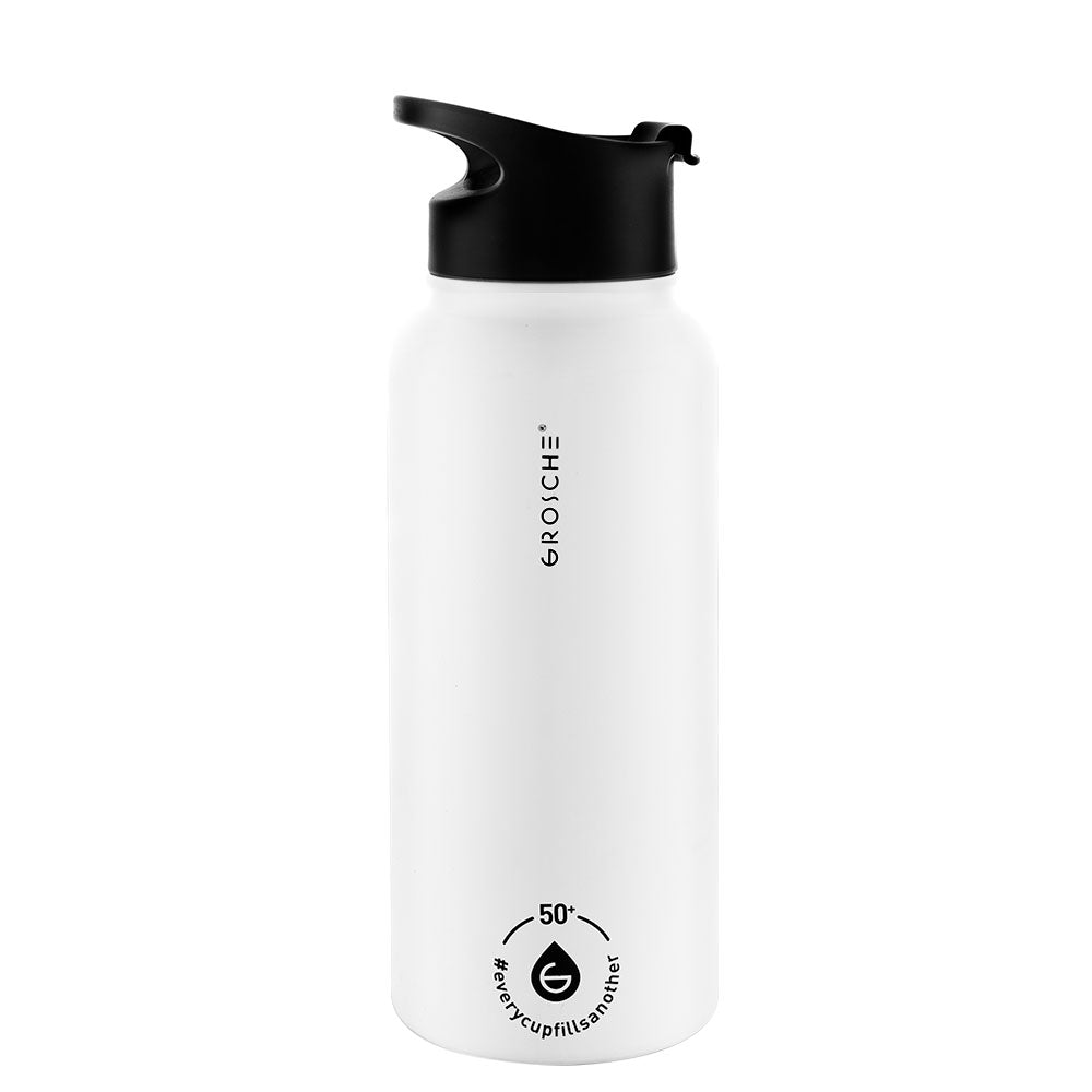 CHICAGO STEEL Insulated Water Bottle, Travel Flask, Tea Bottle with Snap Lid, 32oz