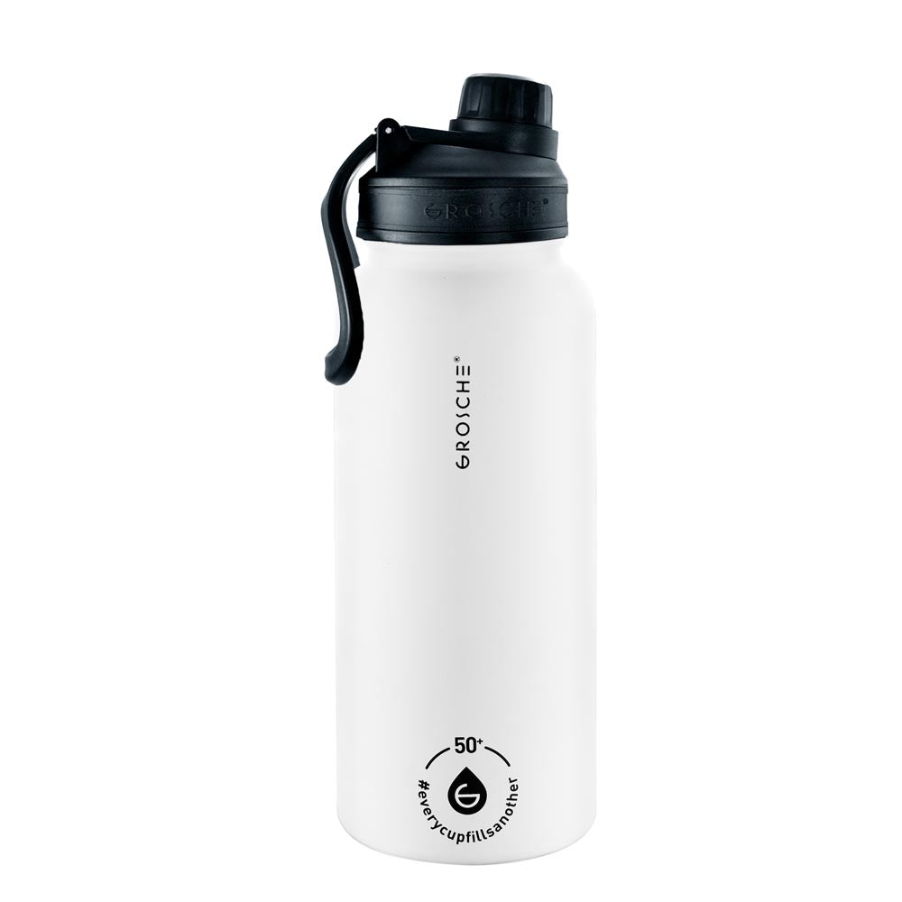 CHICAGO STEEL Insulated Water Bottle, Travel Flask, Tea Bottle with Chug Lid, 32oz