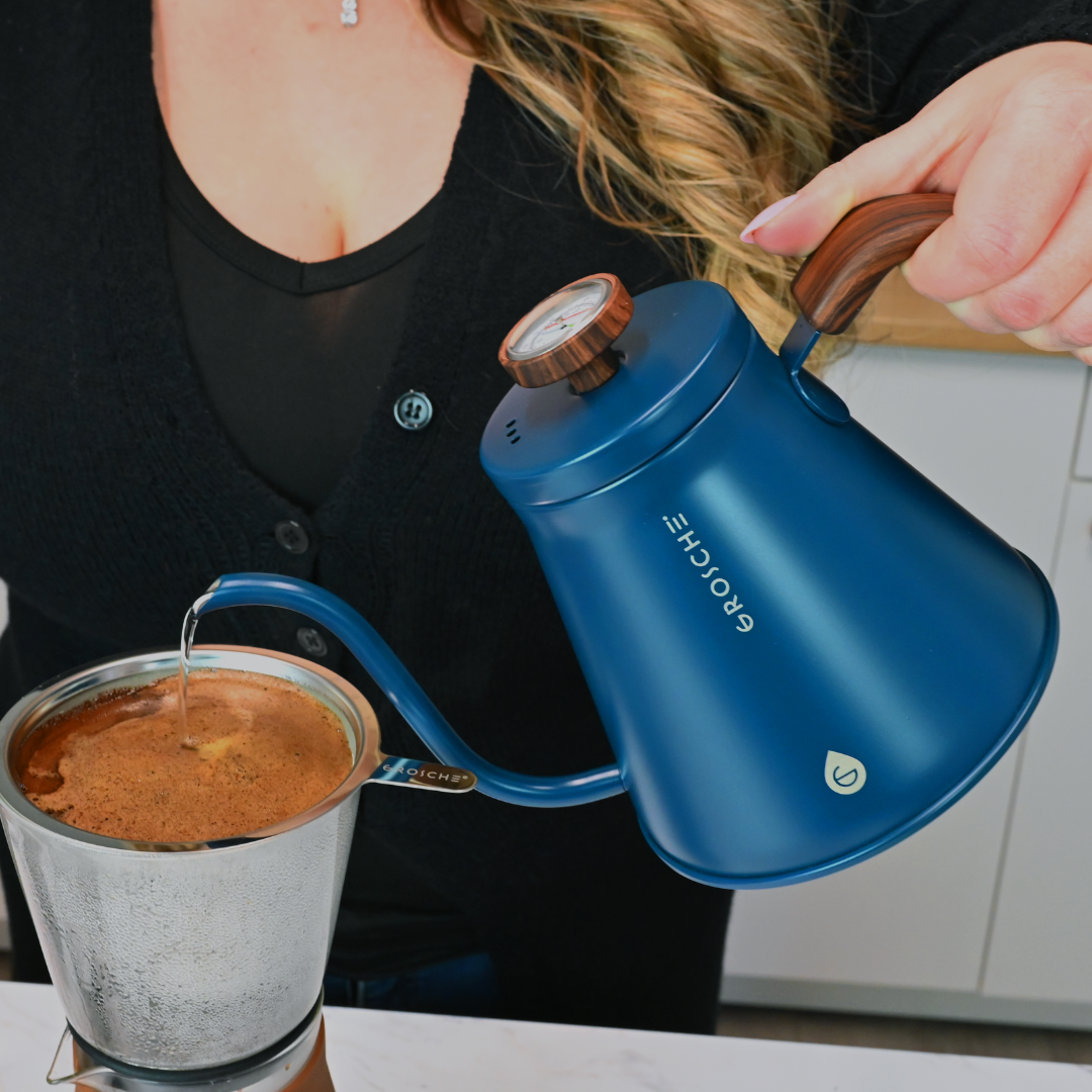 MARRAKESH Gooseneck Pour Over Stovetop Kettle - 34 fl. oz / 1000mL, Black