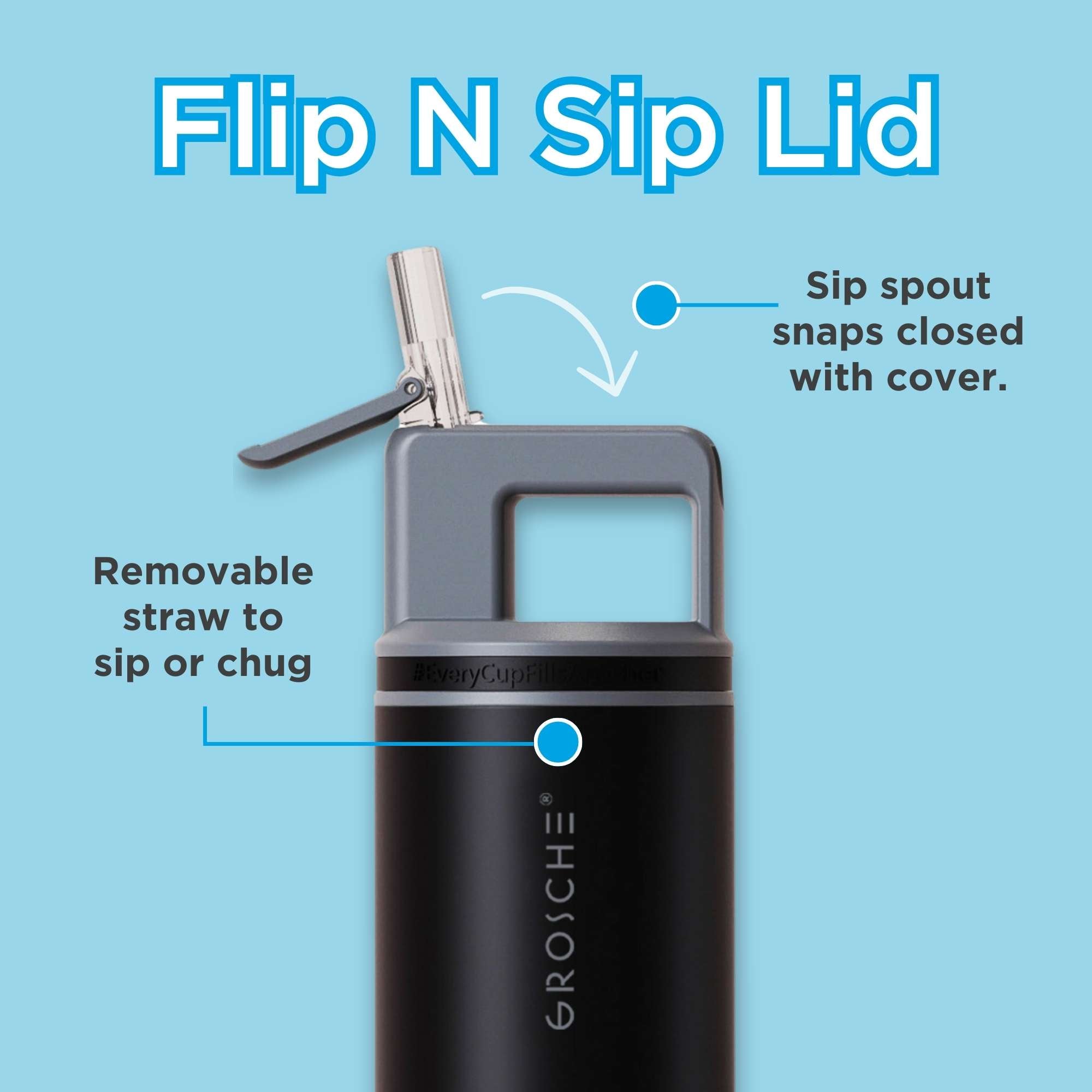 ALPINE flip n sip water bottle, insulated water bottle, straw water bottle, water bottle with straw, tumbler with straw