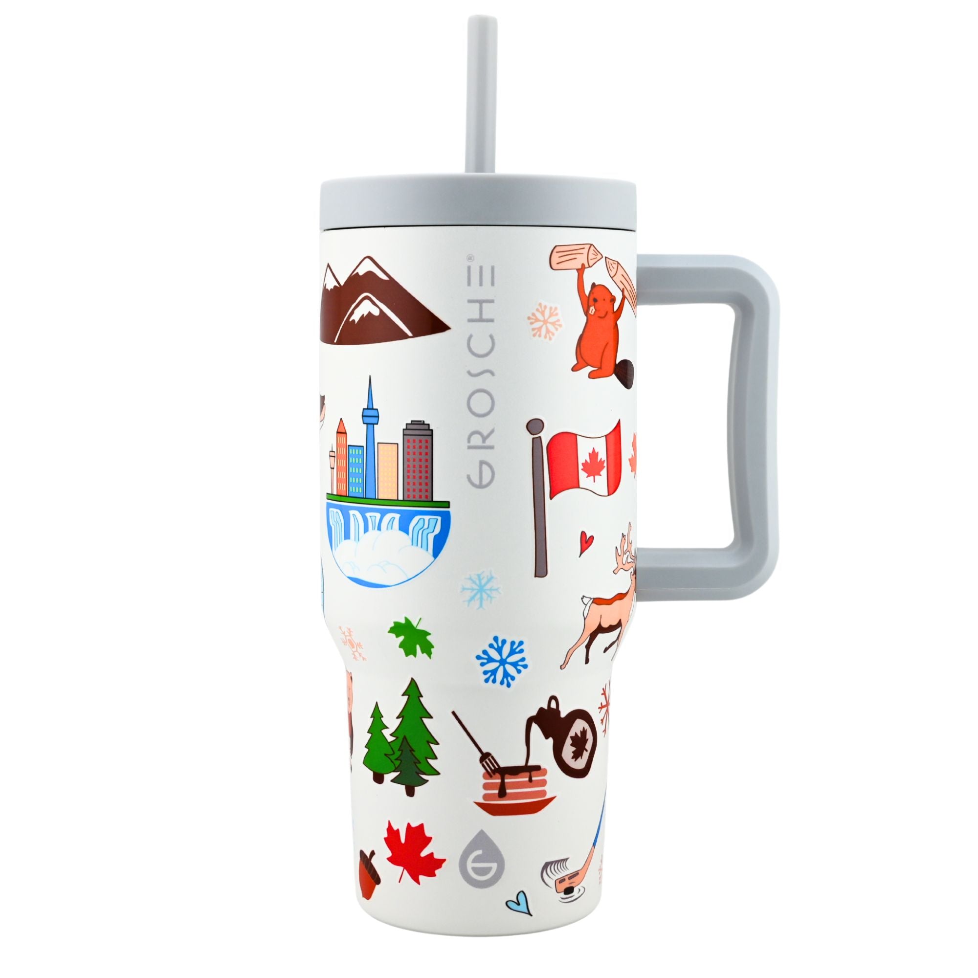 ASPEN Insulated Tumbler with Handle and Straw, 32oz