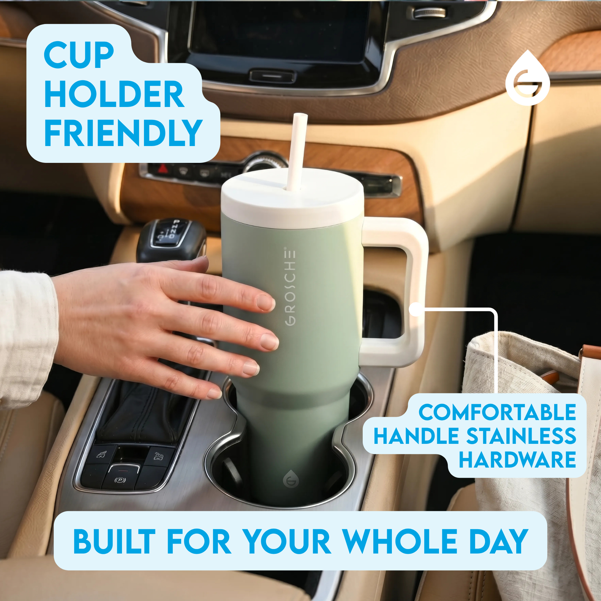 ASPEN Insulated Tumbler with Handle and Straw, 32oz