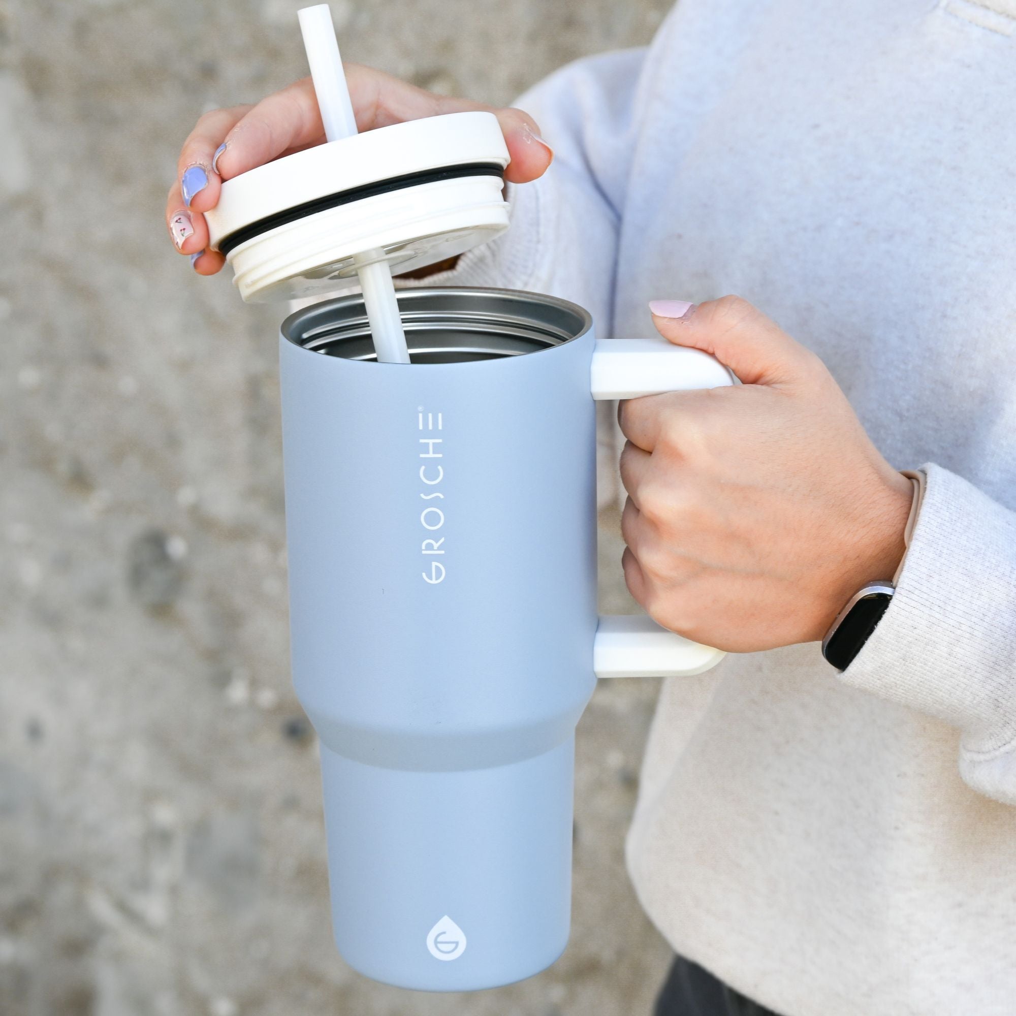 ASPEN Insulated Tumbler with Handle and Straw, 32oz | OPEN BOX - GROSCHE International Inc.